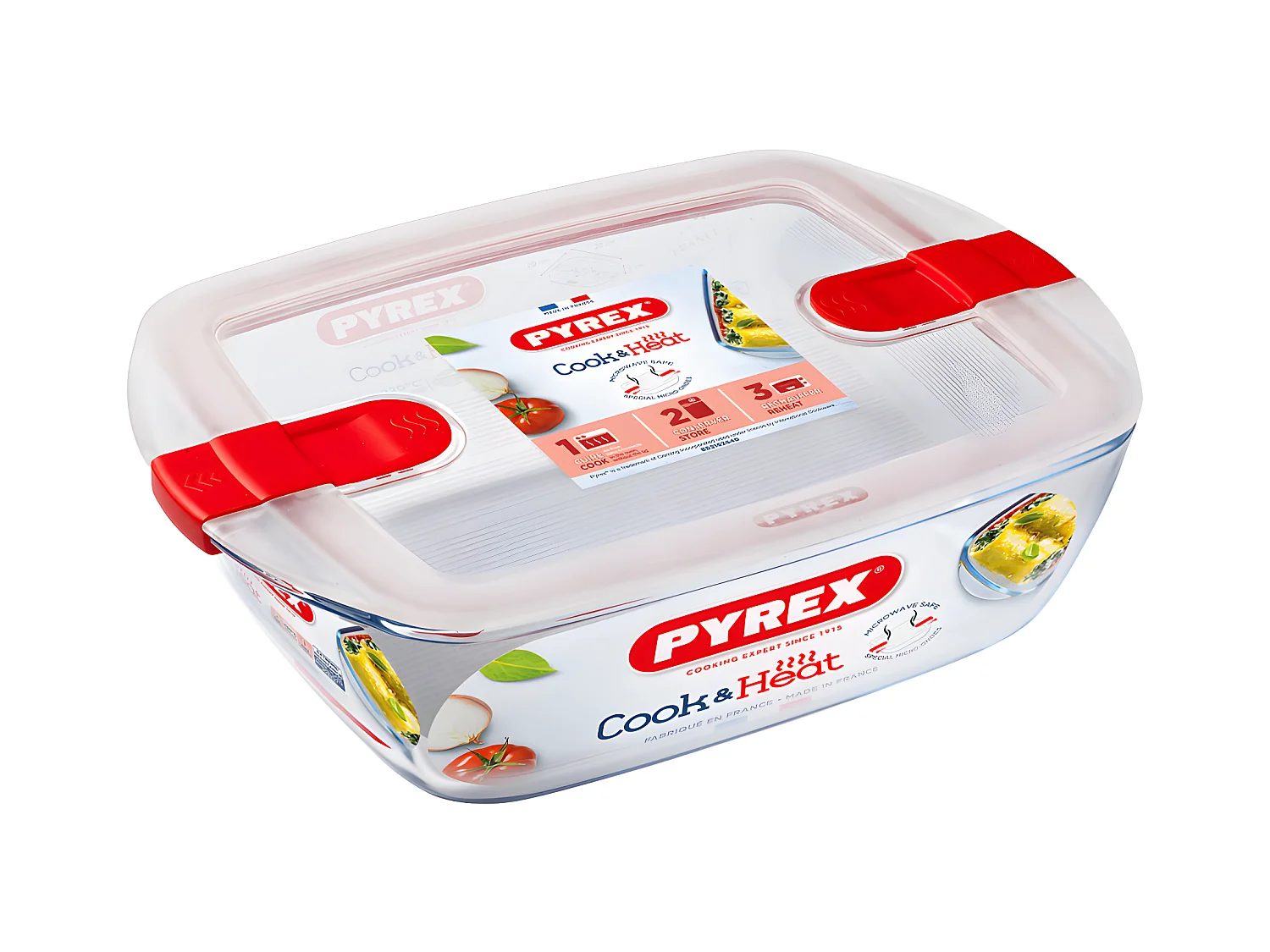 Plat rectangle + couvercle Cook & Heat 23 x 15 cm