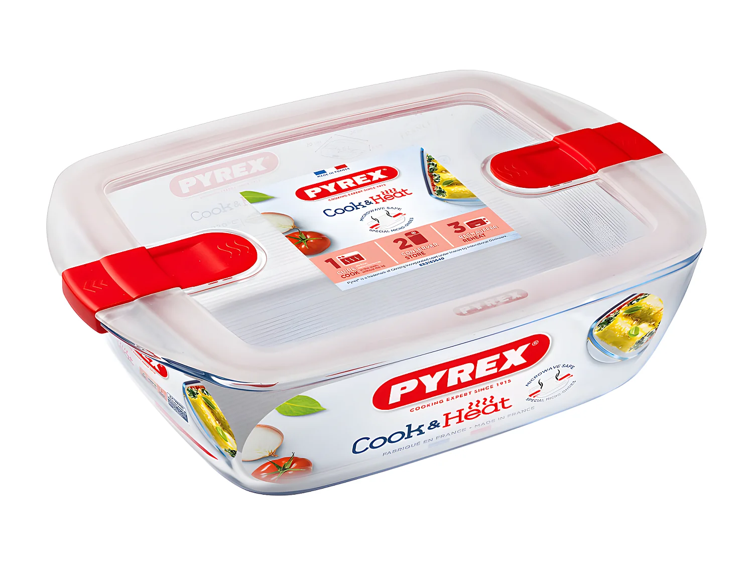 Plat rectangle + couvercle Cook & Heat 23 x 15 cm