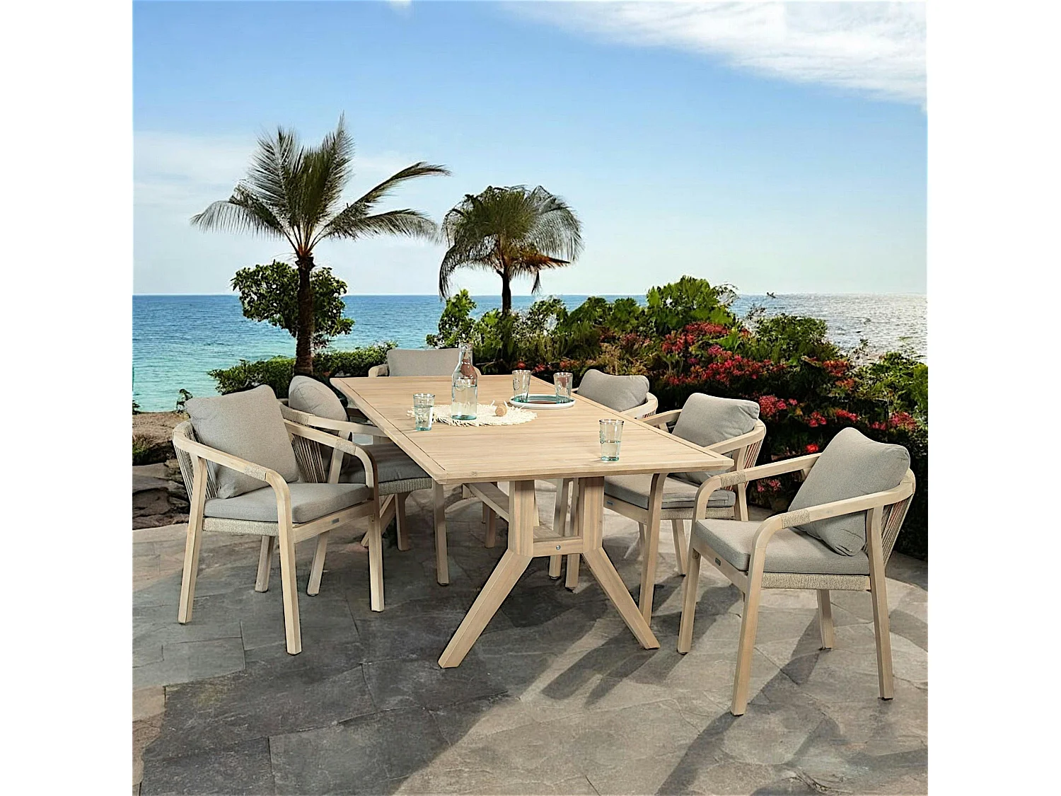 Table de jardin en bois d'acacia 220 cm IBIZA