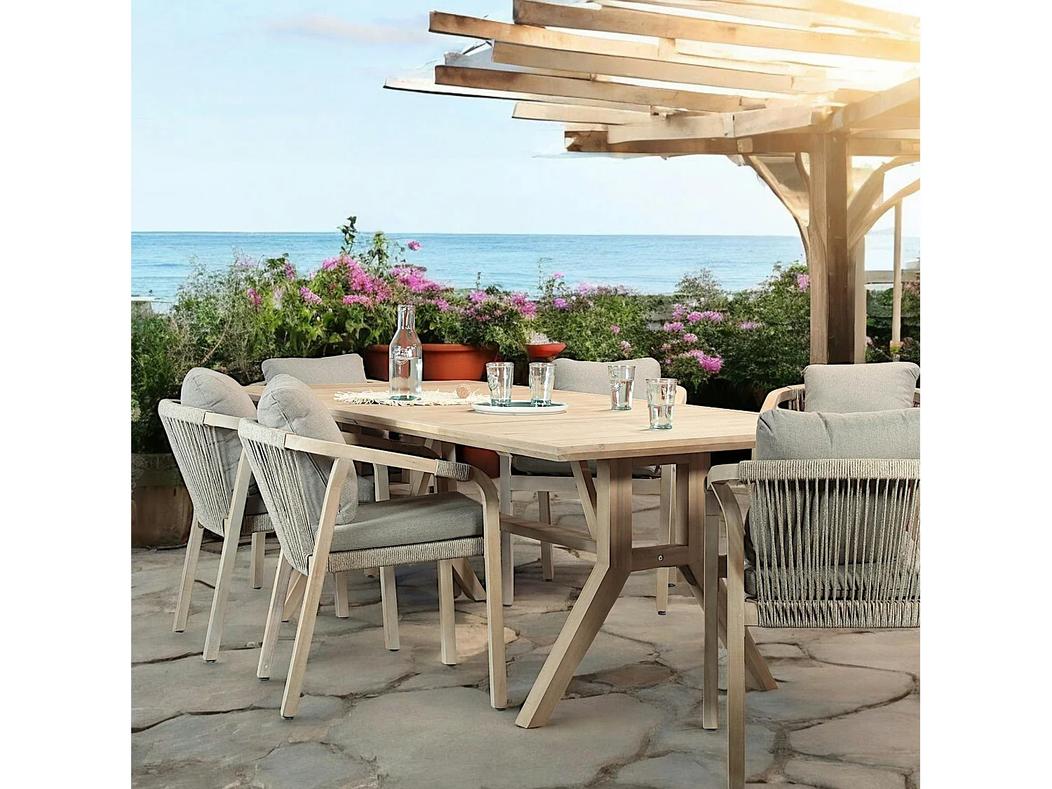 Table de jardin en bois d'acacia 220 cm IBIZA