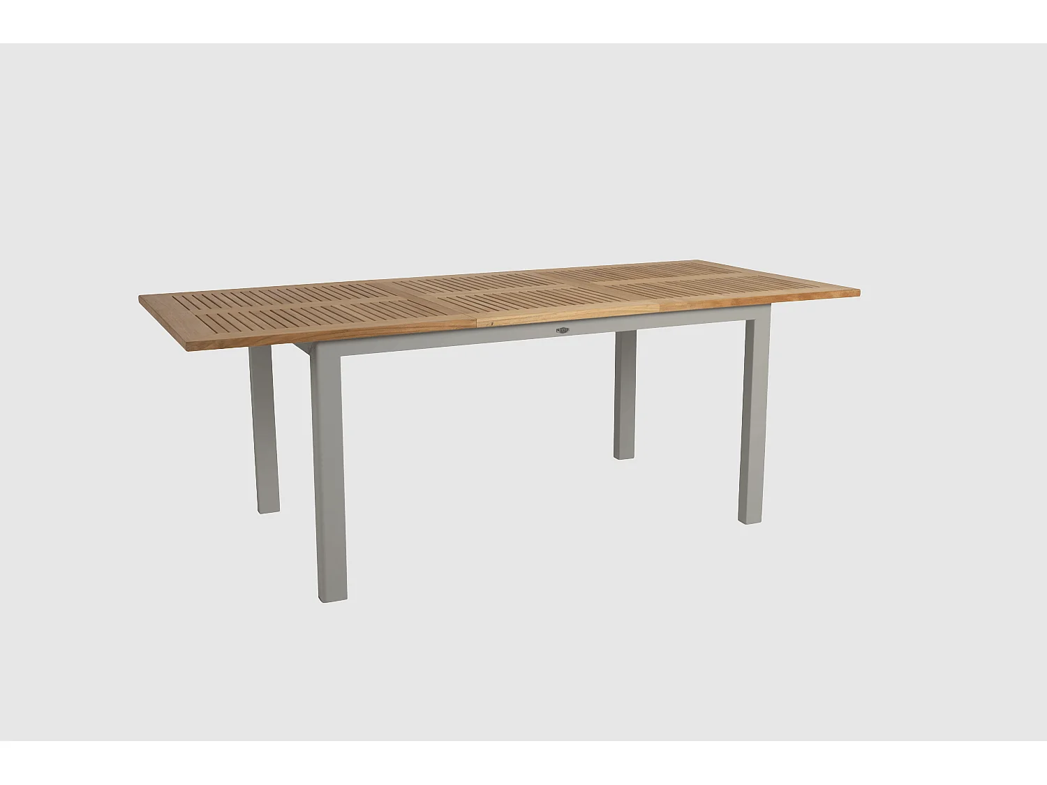 Table de jardin extensible en aluminium gris sable et teck 152/210 cm OSLO
