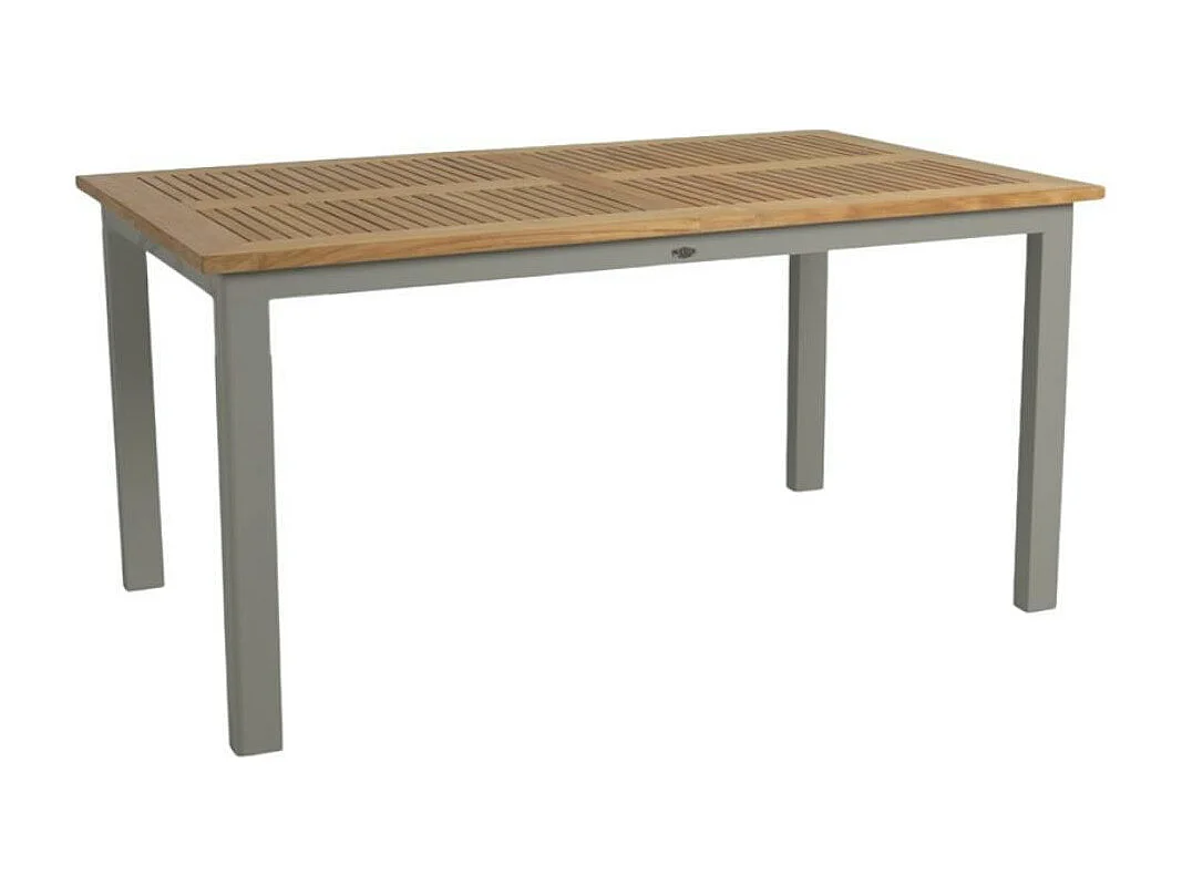Table de jardin extensible en aluminium gris sable et teck 152/210 cm OSLO