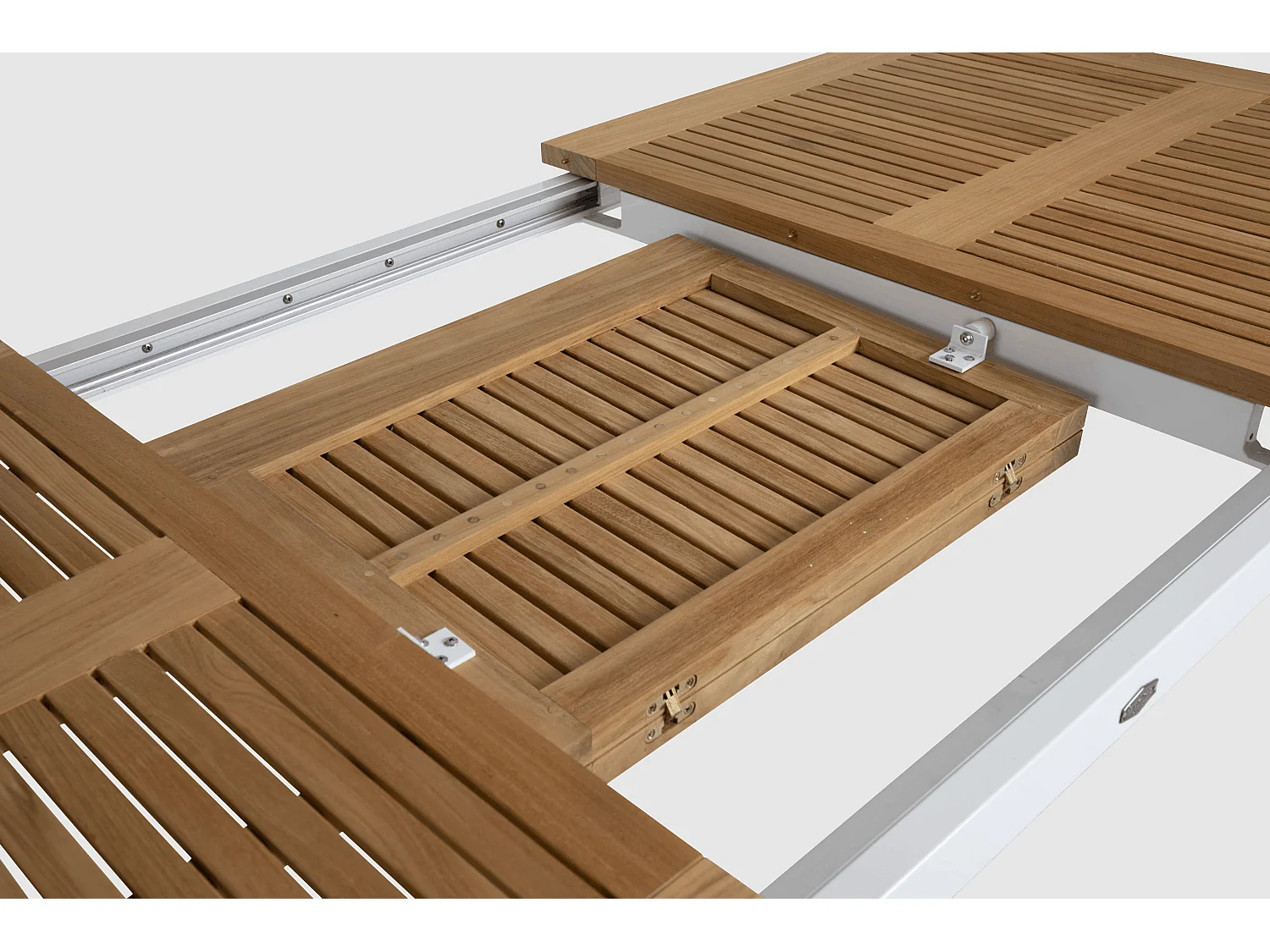 Table de jardin extensible en aluminium gris sable et teck 152/210 cm OSLO