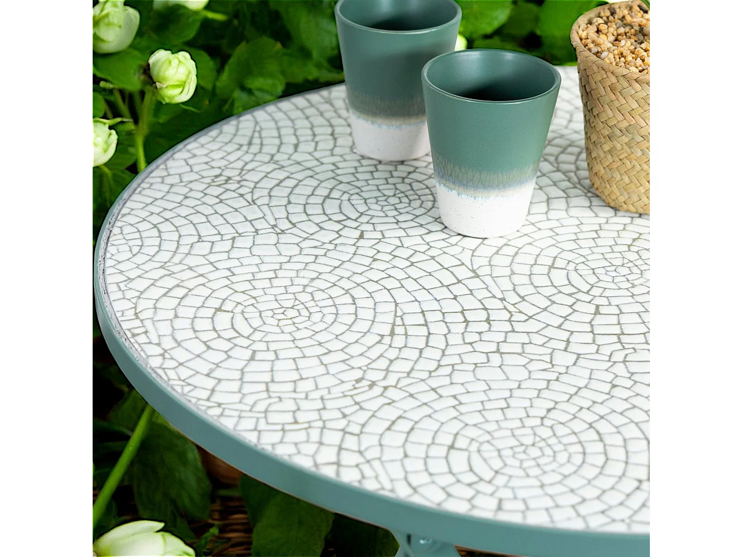 Table de balcon pliante vert d'eau D 60 cm GRENADE