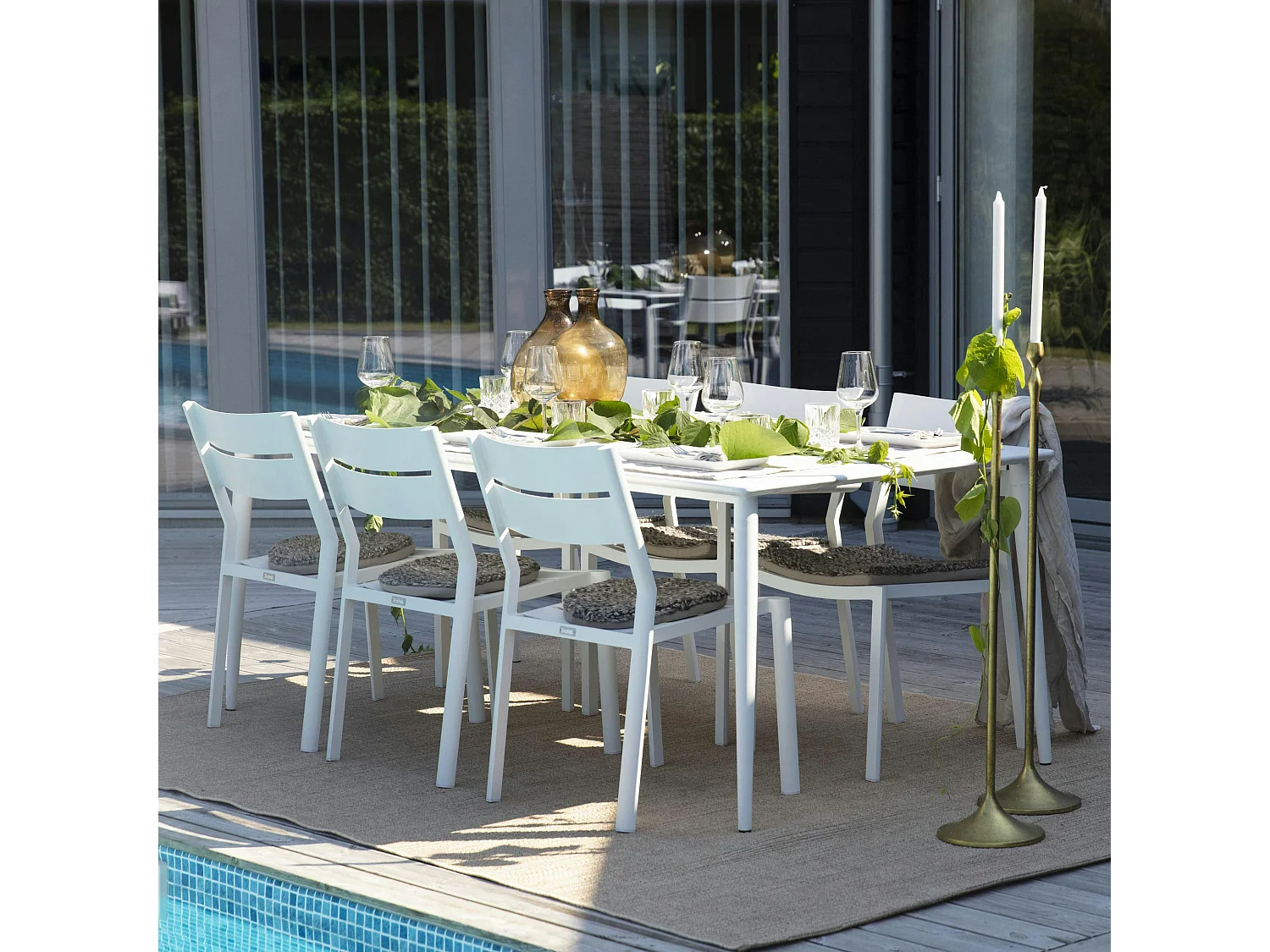 Table de jardin en aluminium finition blanc 200 cm STOCKHOLM