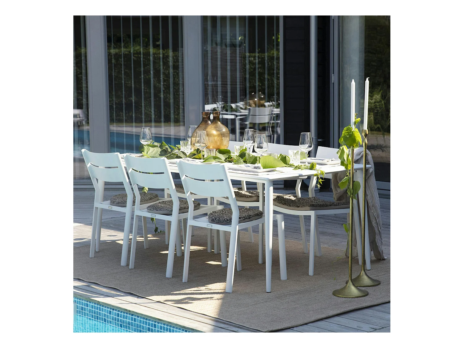 Table de jardin en aluminium finition blanc 200 cm STOCKHOLM