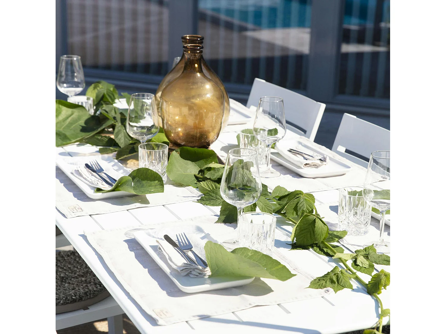 Table de jardin en aluminium finition blanc 200 cm STOCKHOLM