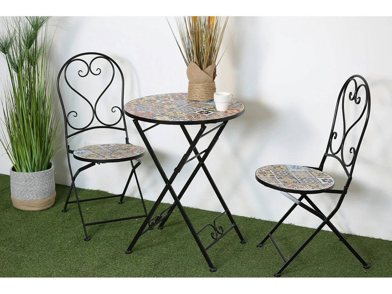 Petite table de jardin carreaux de ciment mix couleurs D60 GRENADE