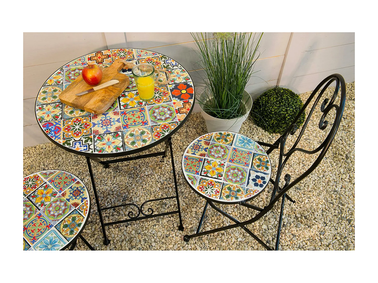 Petite table de jardin carreaux de ciment mix couleurs D60 GRENADE