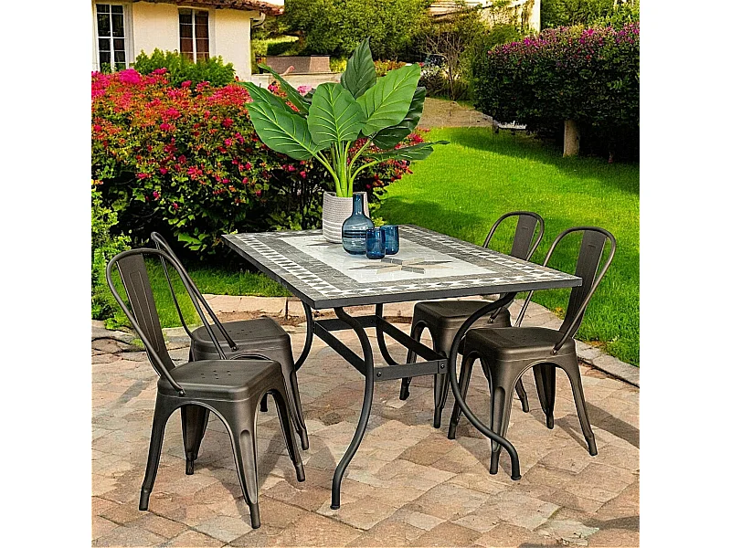 Table de véranda en mosaïque 160 cm GRENADE