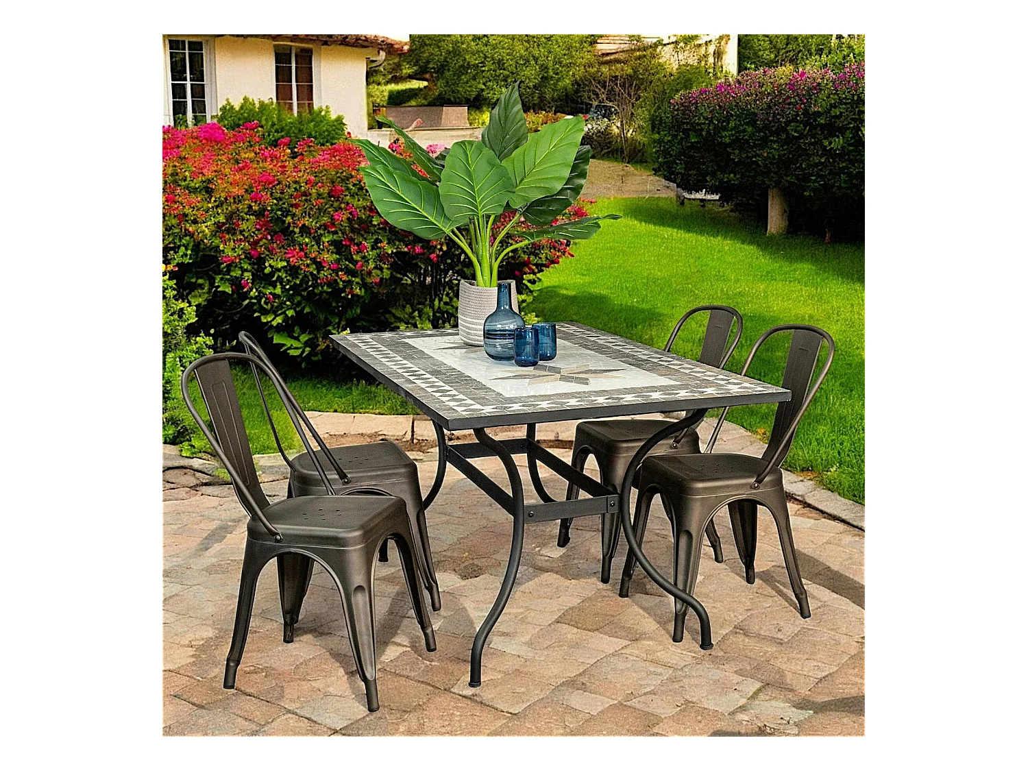 Table de véranda en mosaïque 160 cm GRENADE
