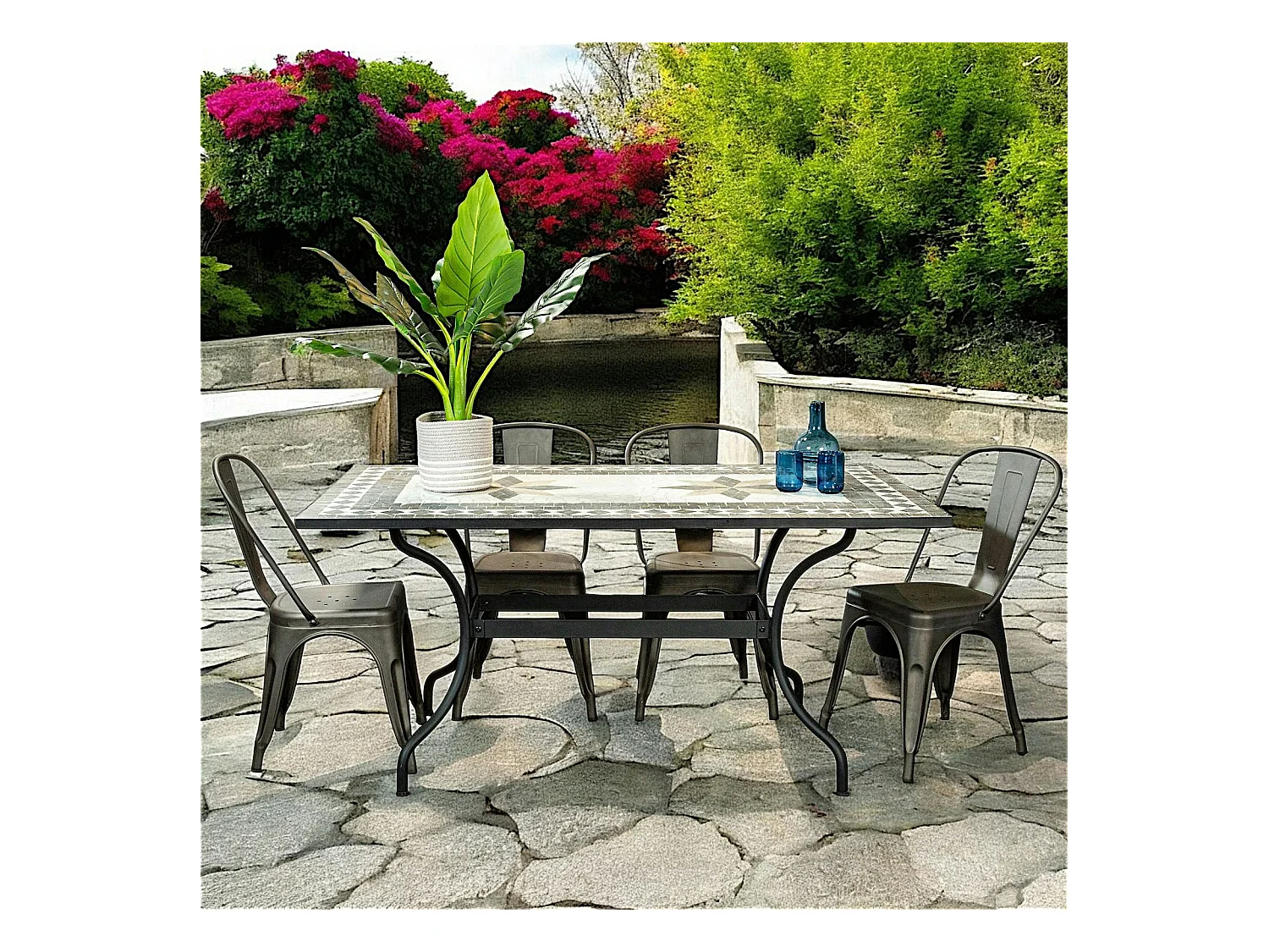 Table de véranda en mosaïque 160 cm GRENADE
