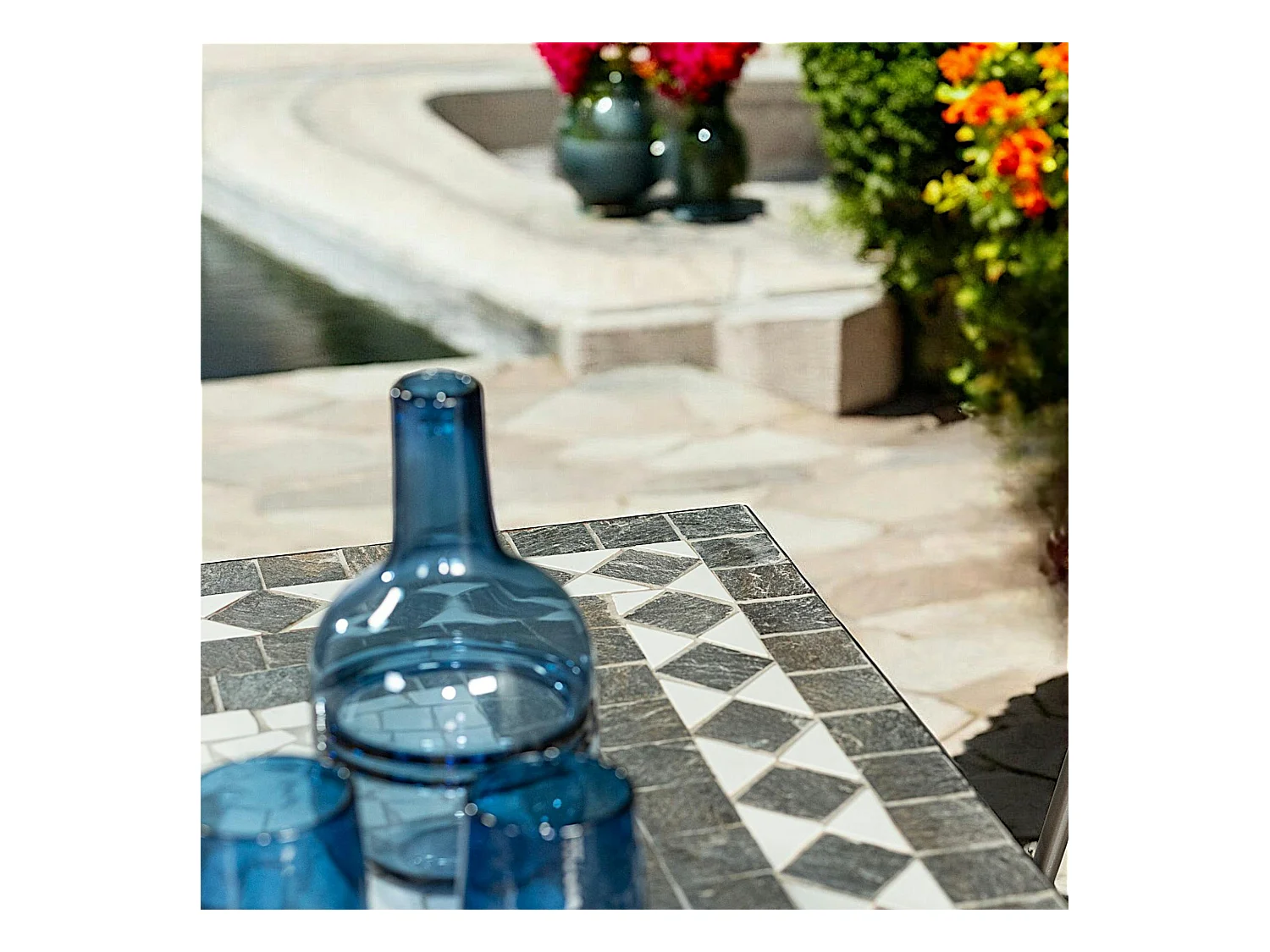 Table de véranda en mosaïque 160 cm GRENADE