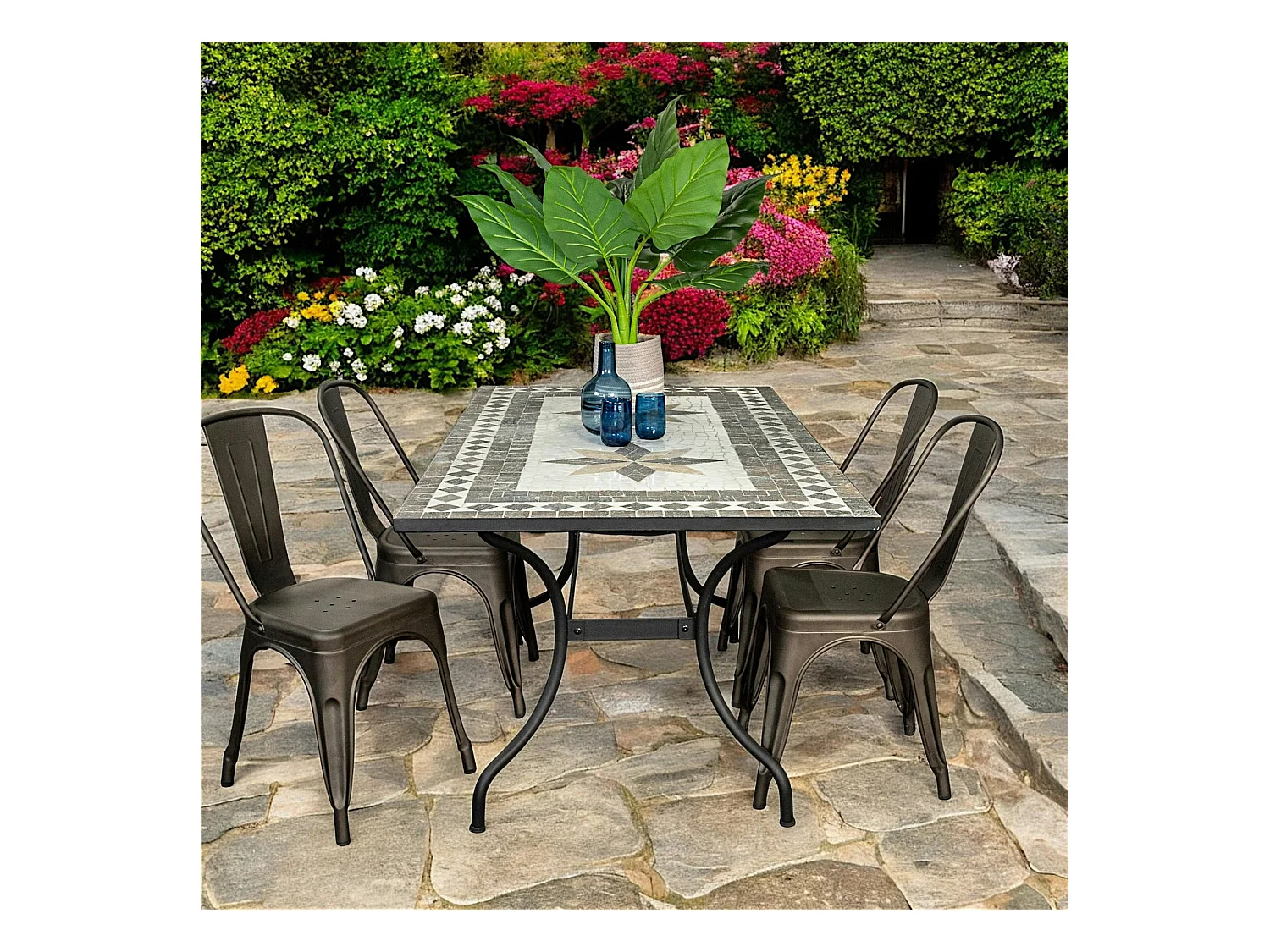 Table de véranda en mosaïque 160 cm GRENADE