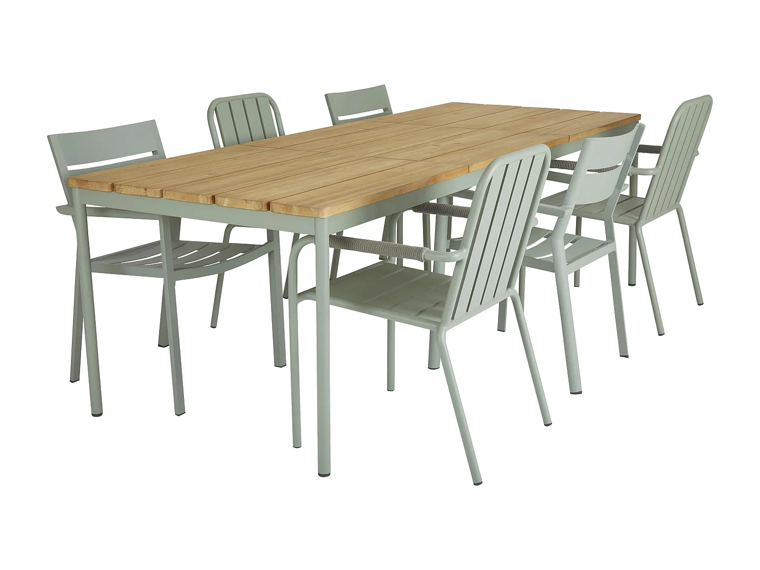 Table de jardin en aluminium vert argile et teck 238 cm OSLO