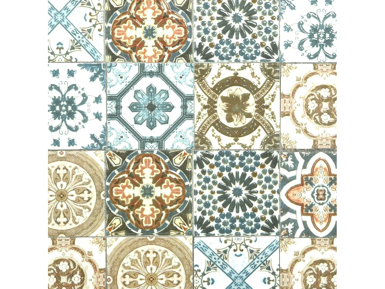 Table de jardin carreaux de ciment bleu et taupe 140 cm GRENADE