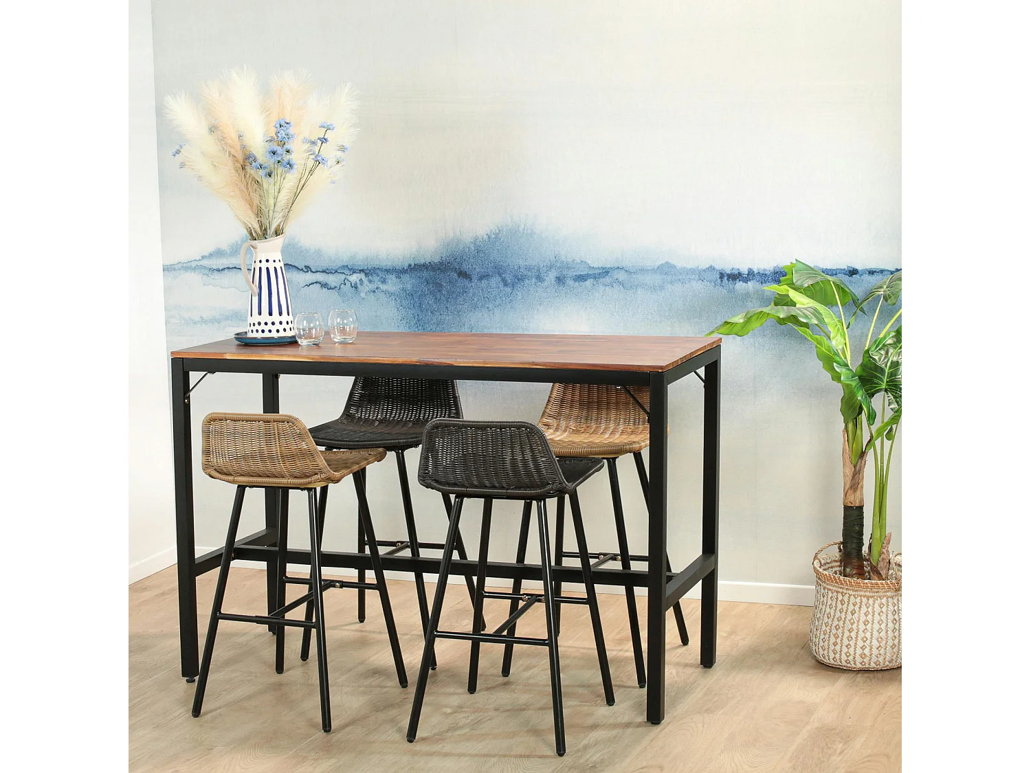 Table haute de jardin en bois d'acacia 150 cm SAMANA