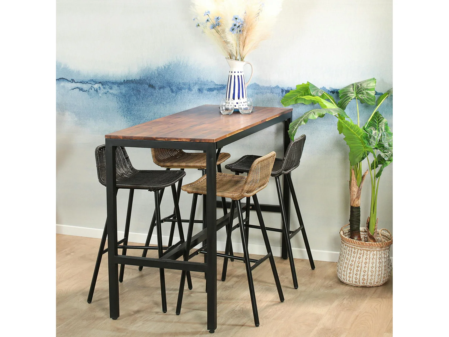 Table haute de jardin en bois d'acacia 150 cm SAMANA