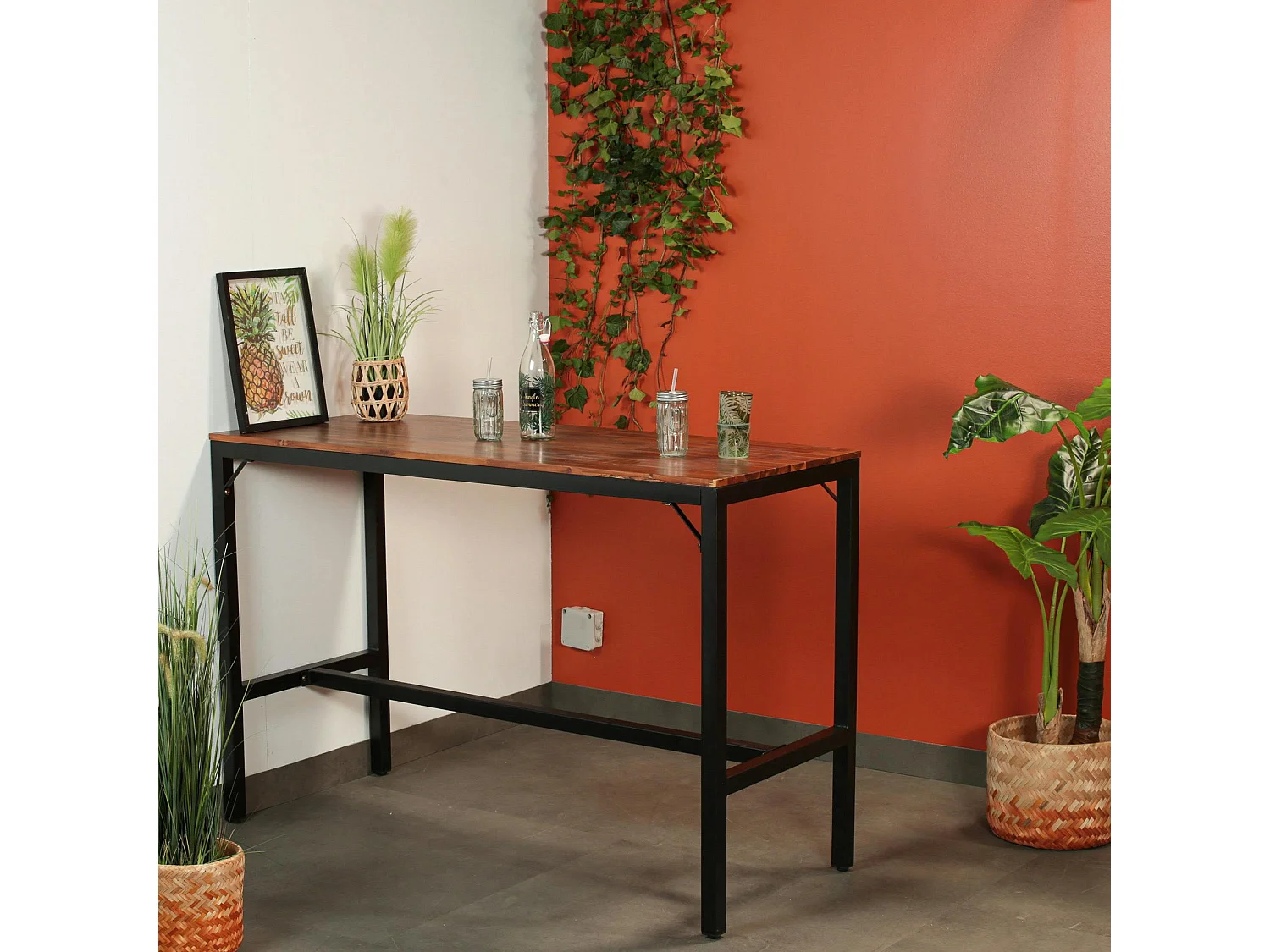 Table haute de jardin en bois d'acacia 150 cm SAMANA