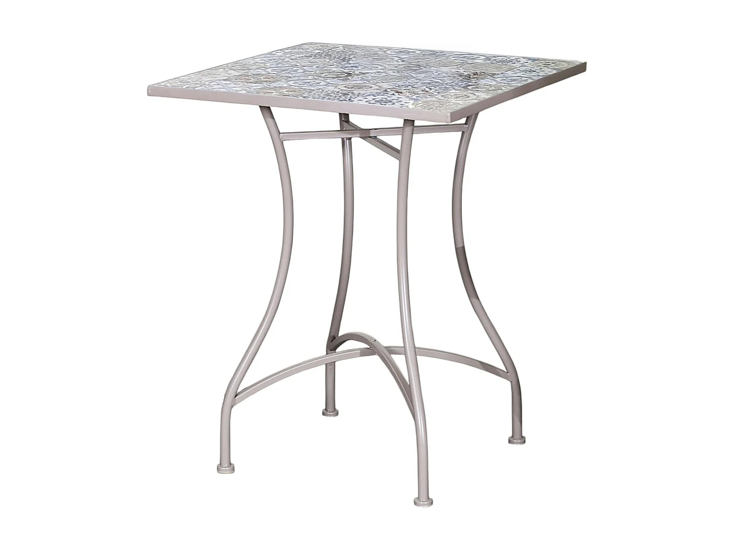 Petite table de jardin carreaux de ciment bleu et taupe 58 cm GRENADE