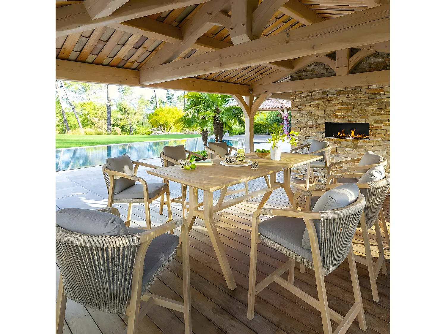 Table haute jardin en bois d'acacia 210 cm IBIZA