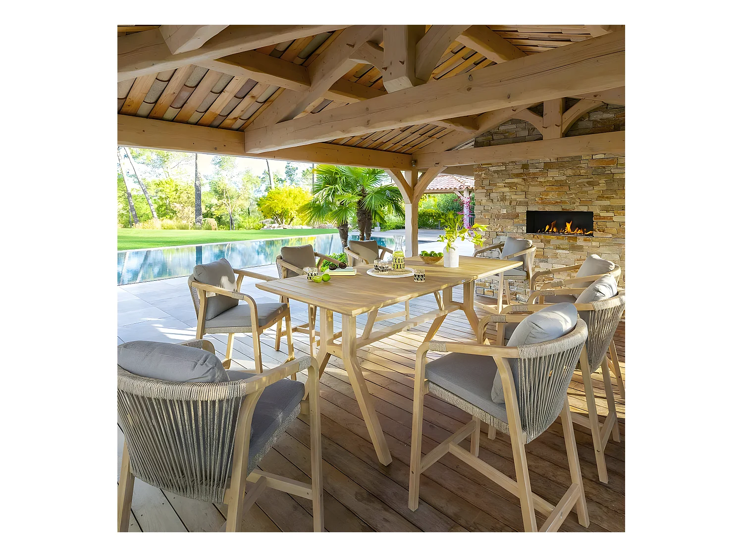 Table haute jardin en bois d'acacia 210 cm IBIZA