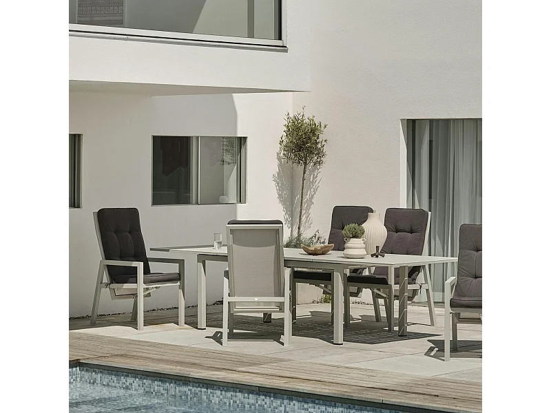 Table de jardin extensible en aluminium gris sable 194/314 cm OSLO