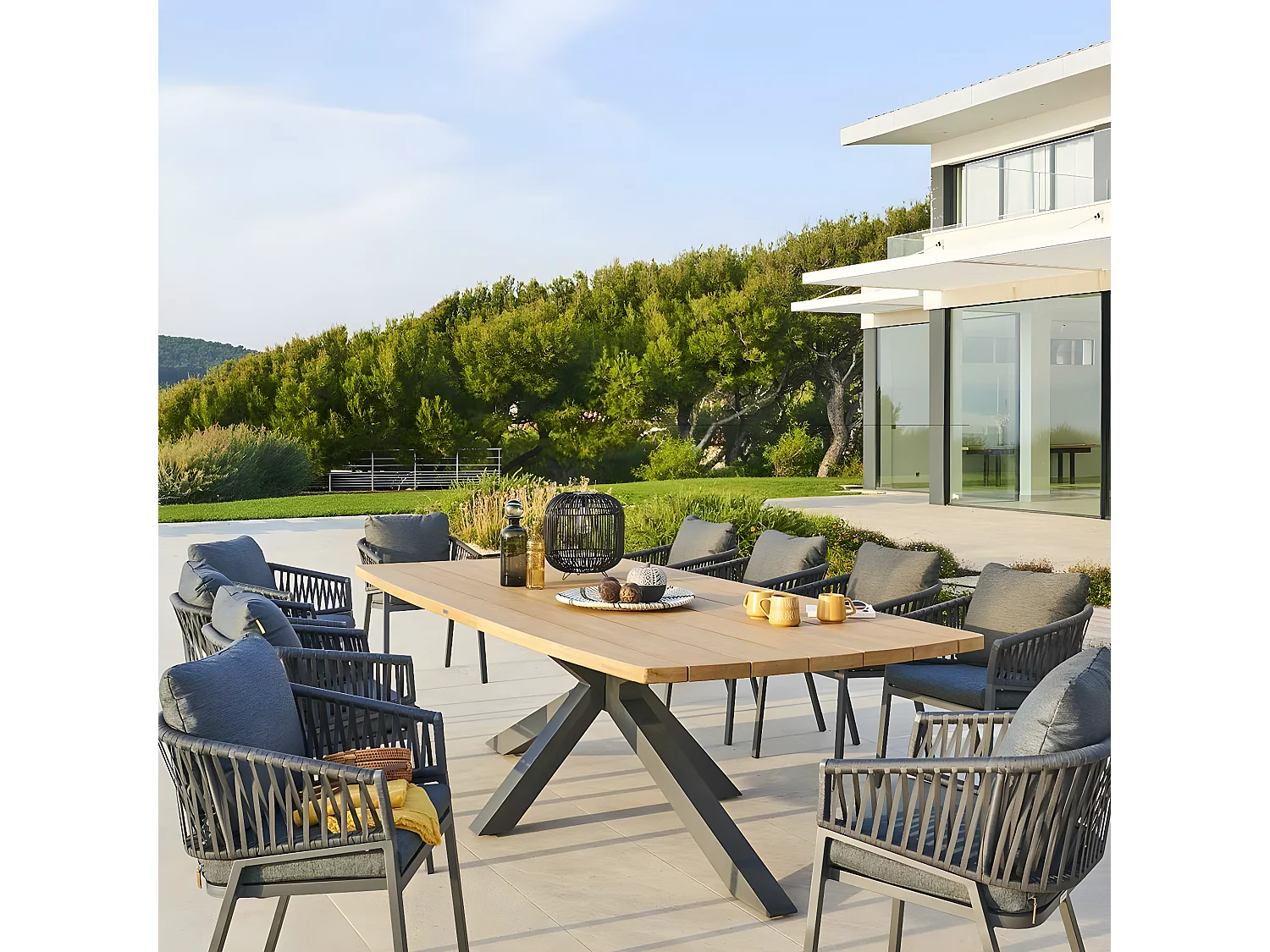 Table de jardin en bois d'acacia et aluminium 260 cm IBIZA