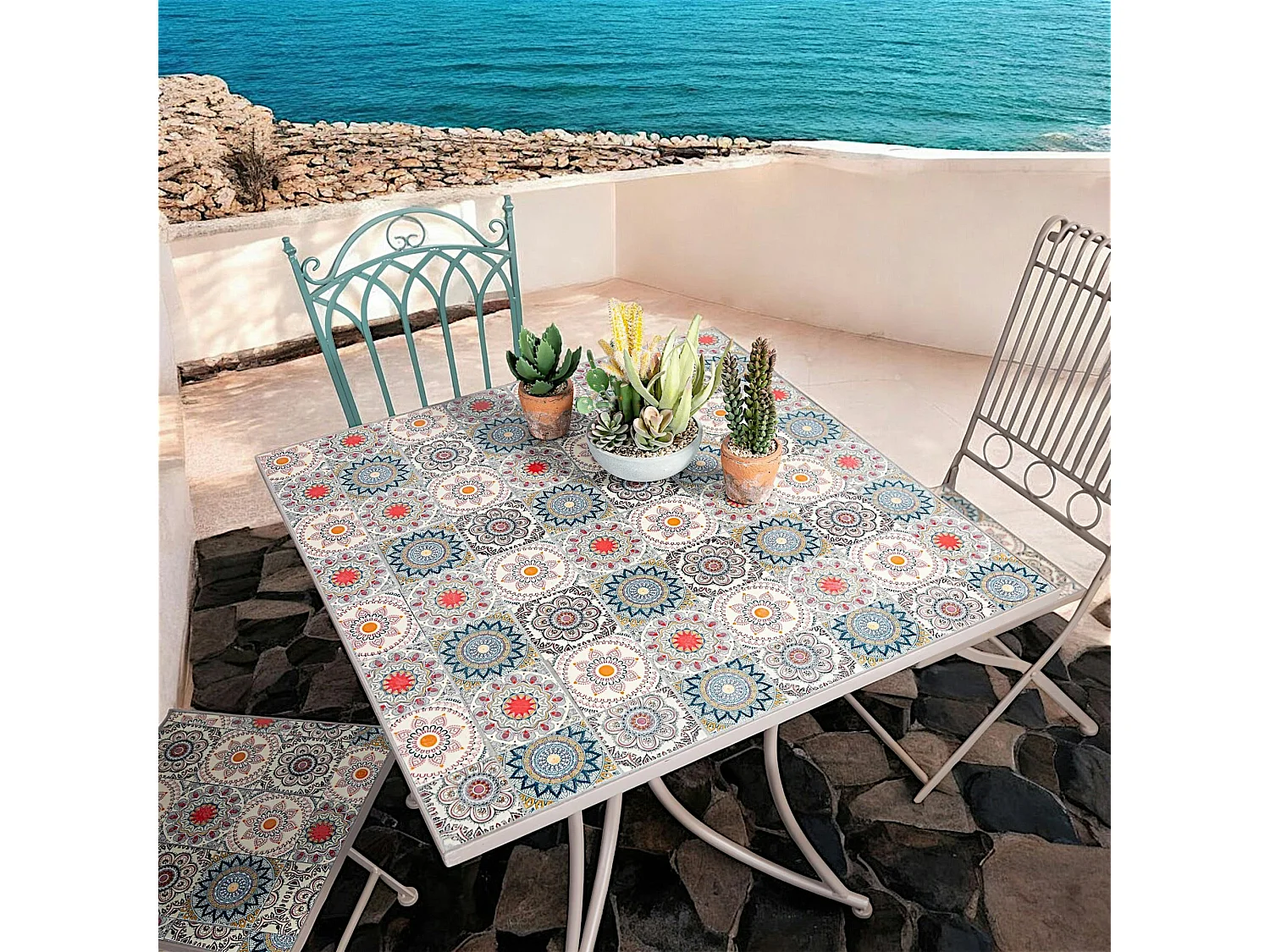 Table de jardin motif rosace 78 cm GRENADE