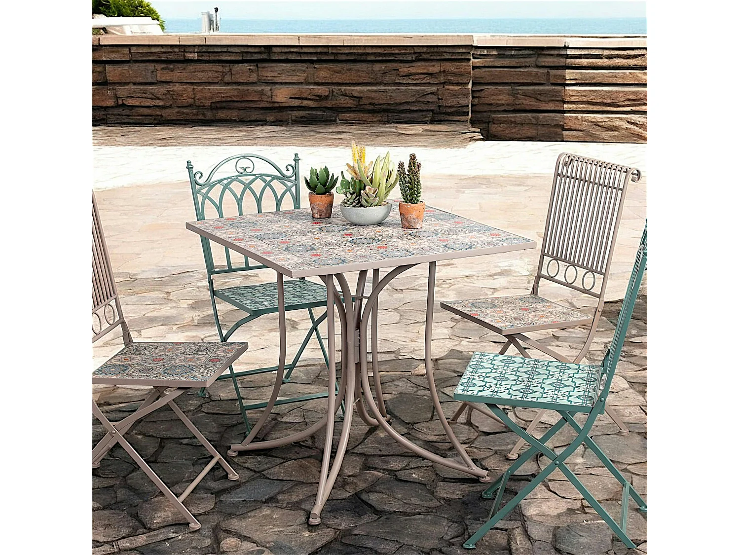 Table de jardin motif rosace 78 cm GRENADE