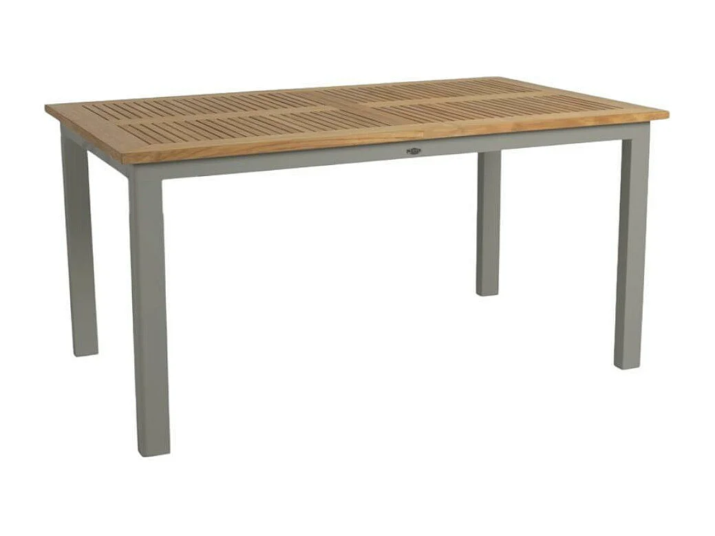 Table de jardin extensible en aluminium gris sable et teck 194/252 cm OSLO