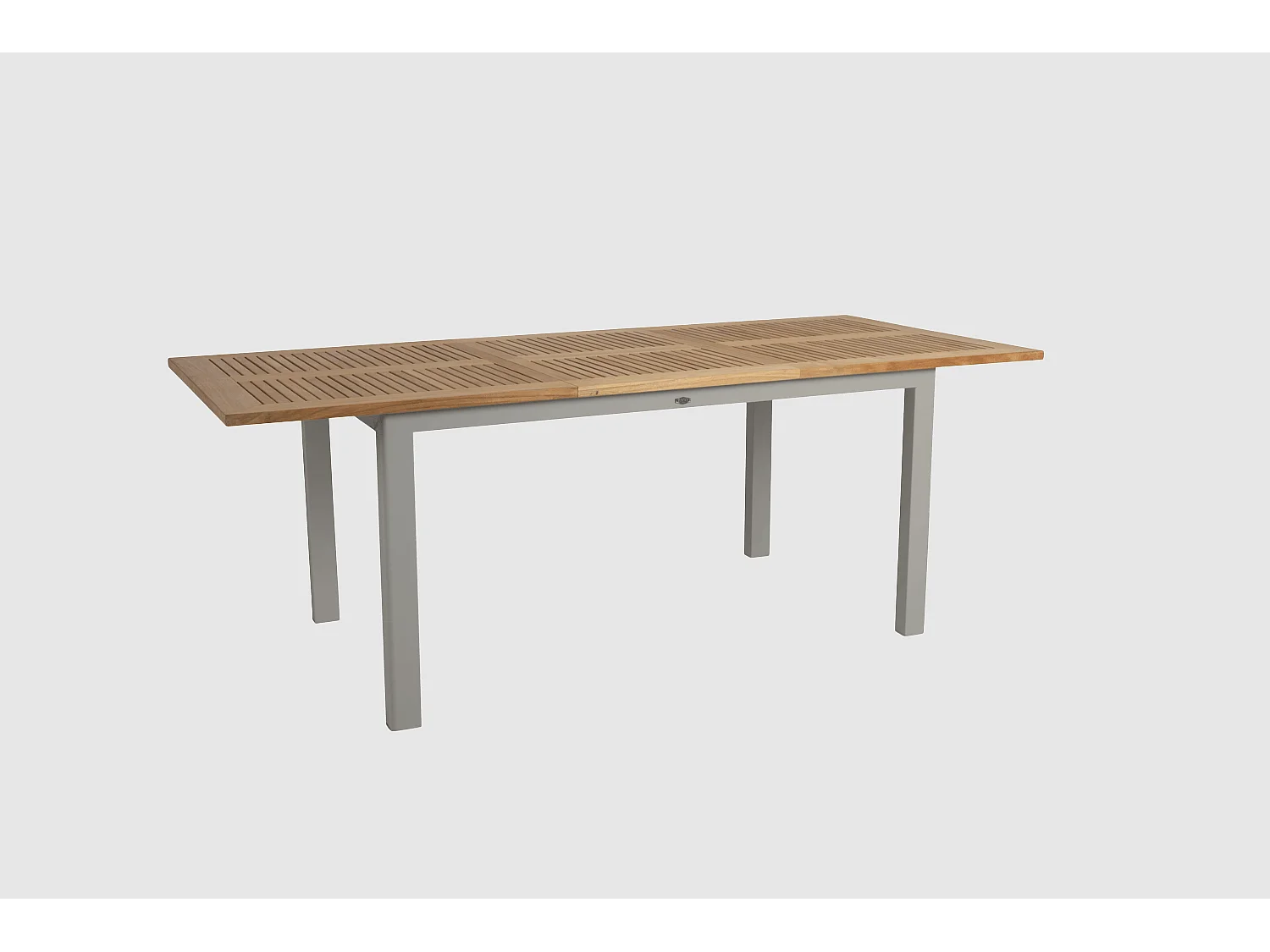 Table de jardin extensible en aluminium gris sable et teck 194/252 cm OSLO