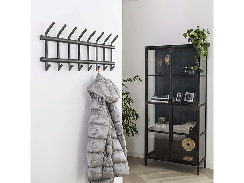 Portemanteau mural 8 double crochets acier laqué anthracite mat RALF