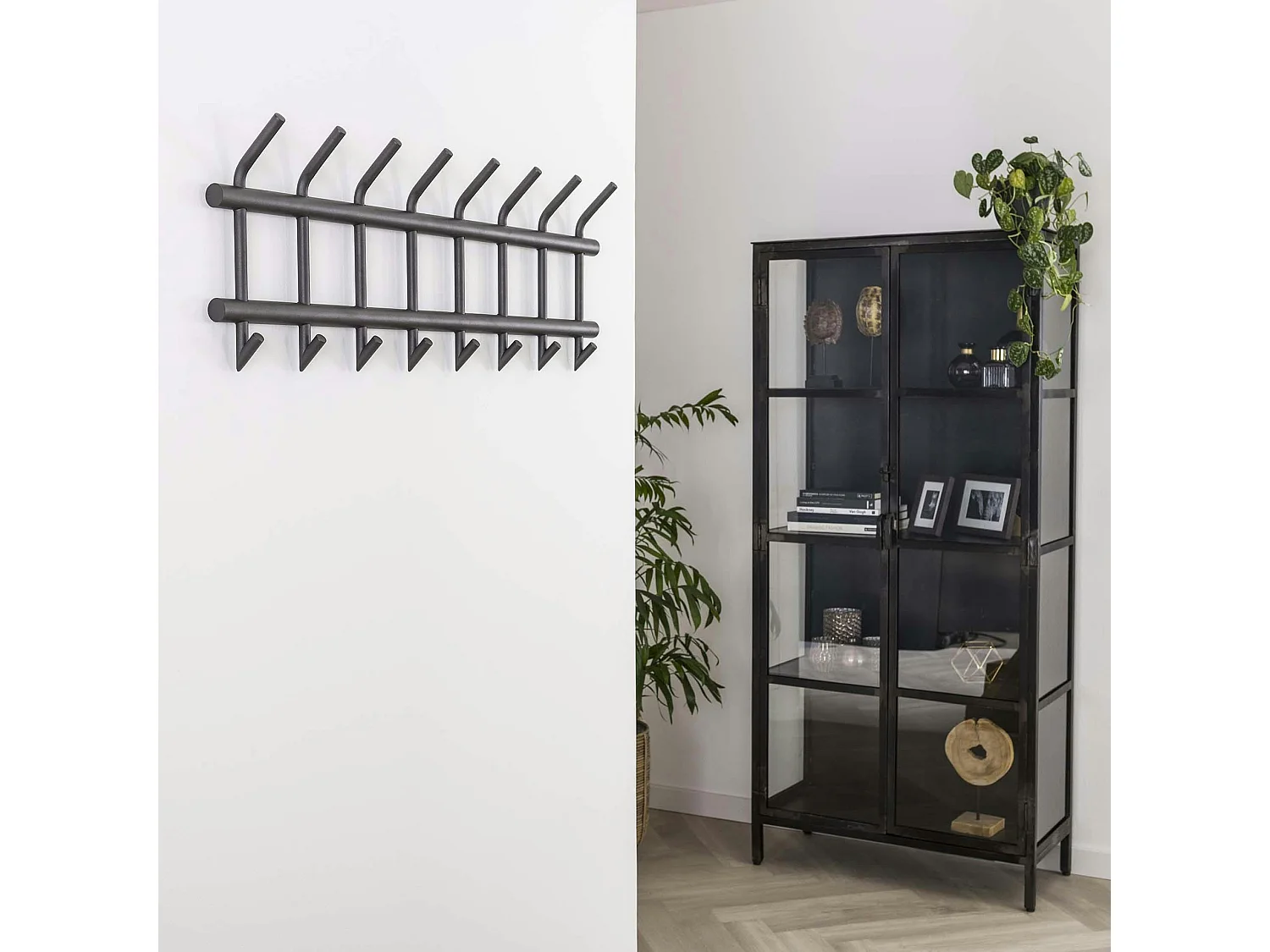 Portemanteau mural 8 double crochets acier laqué anthracite mat RALF