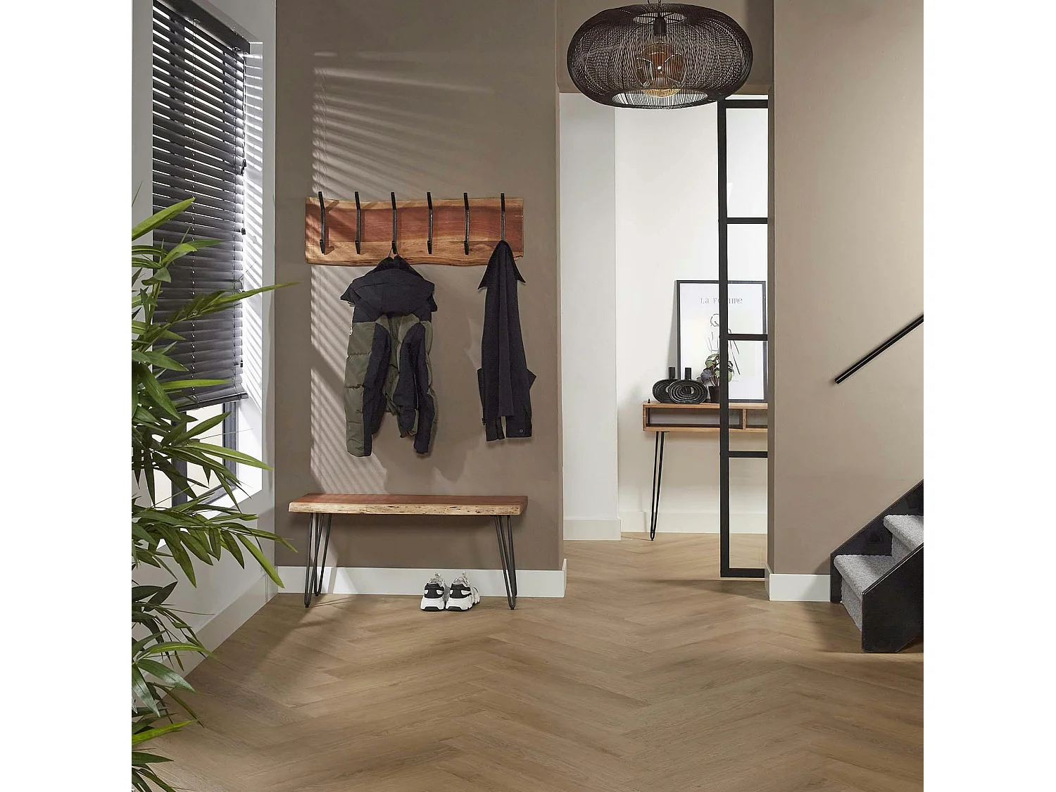 Portemanteau mural bois massif 6 double crochets TRIBECA