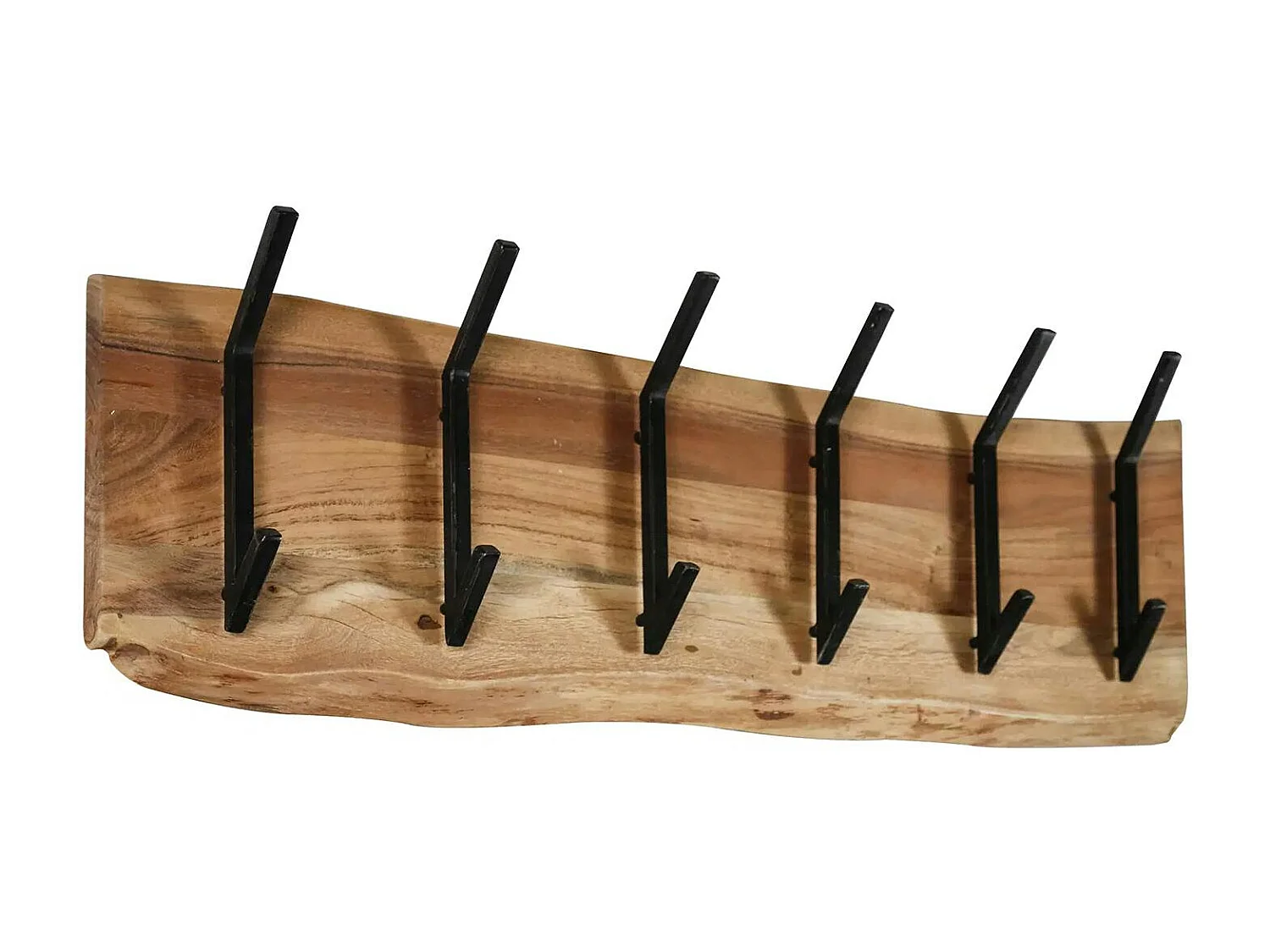 Portemanteau mural bois massif 6 double crochets TRIBECA