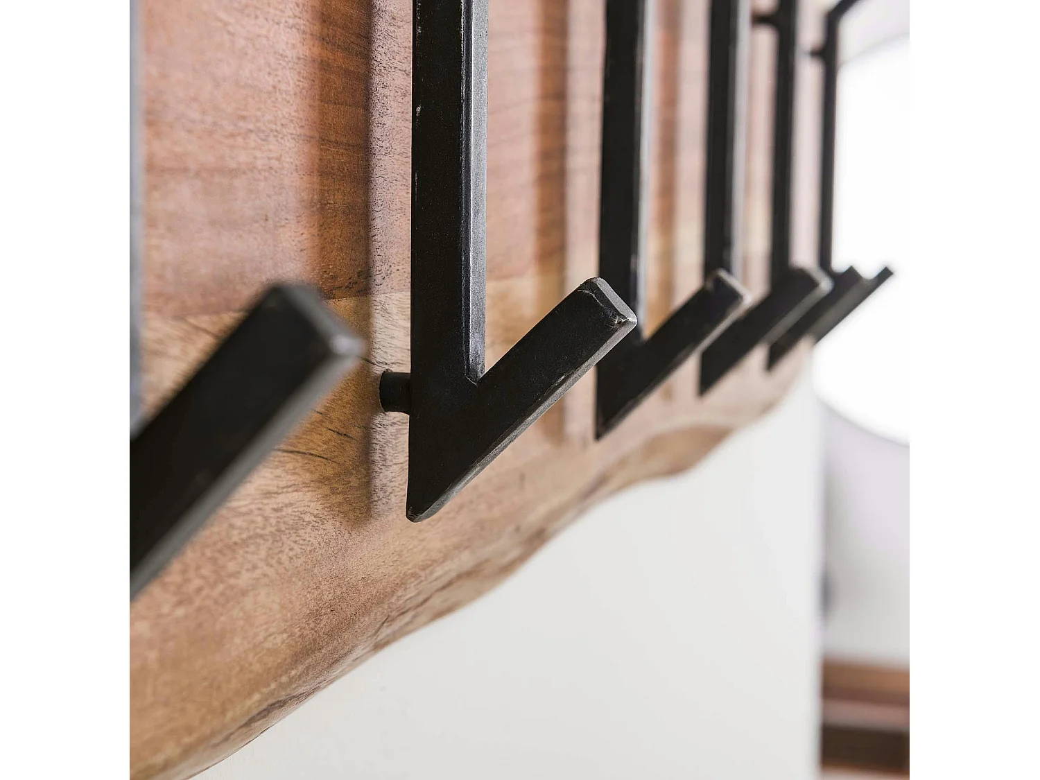 Portemanteau mural bois massif 6 double crochets TRIBECA