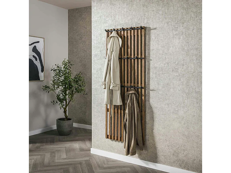 Portemanteau en bois de manguier ajouré 14 crochets DELHI