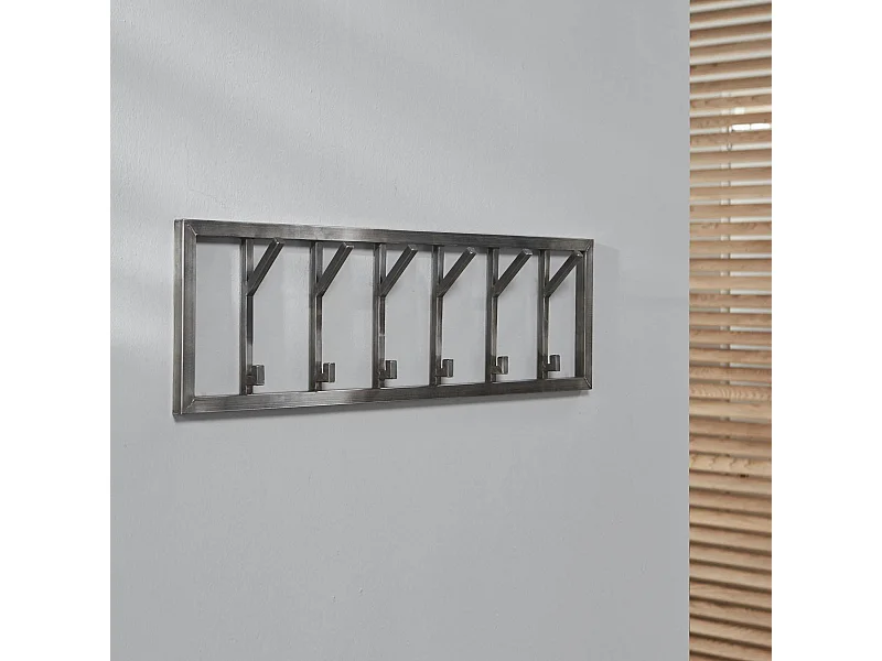 Portemanteau mural industriel 6 double crochets