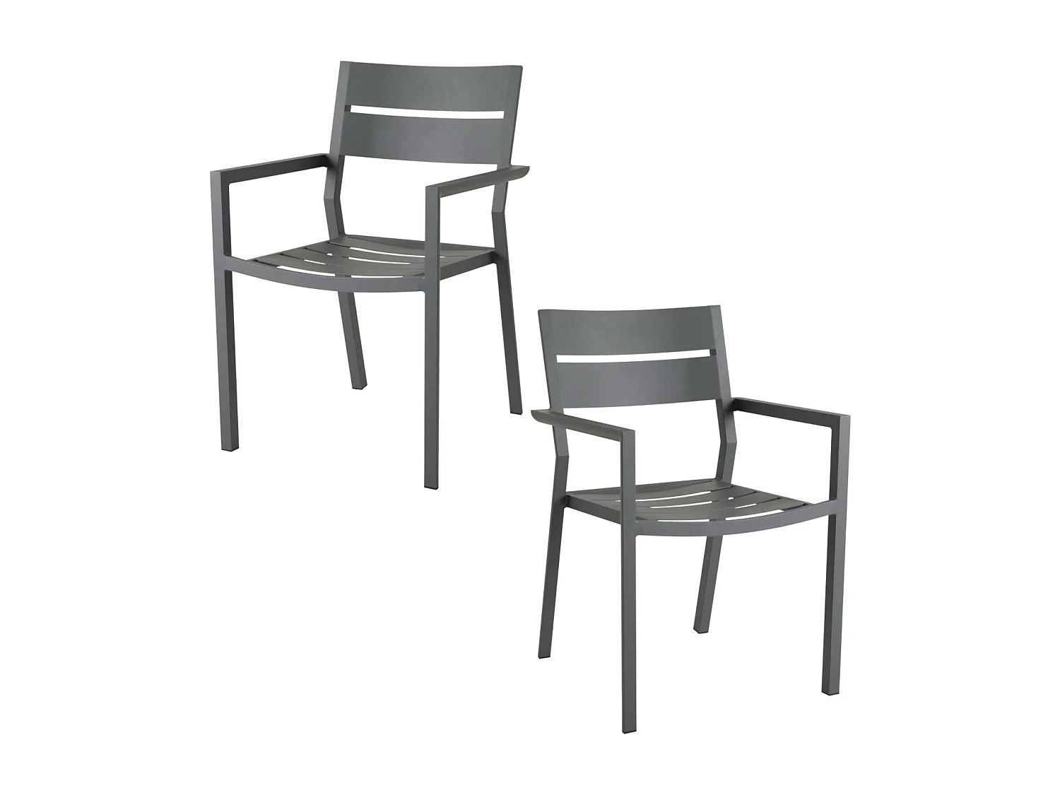 Chaise de jardin avec accoudoirs en aluminium gris ardoise (lot de 2) STOCKHOLM