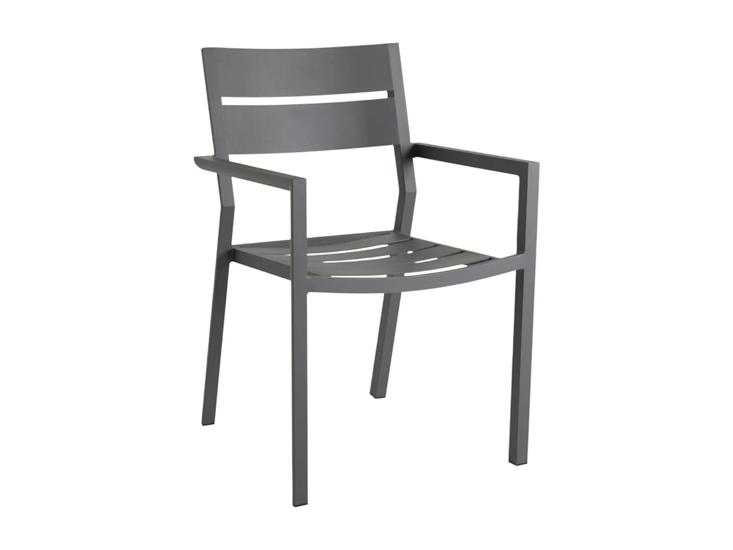Chaise de jardin avec accoudoirs en aluminium gris ardoise (lot de 2) STOCKHOLM