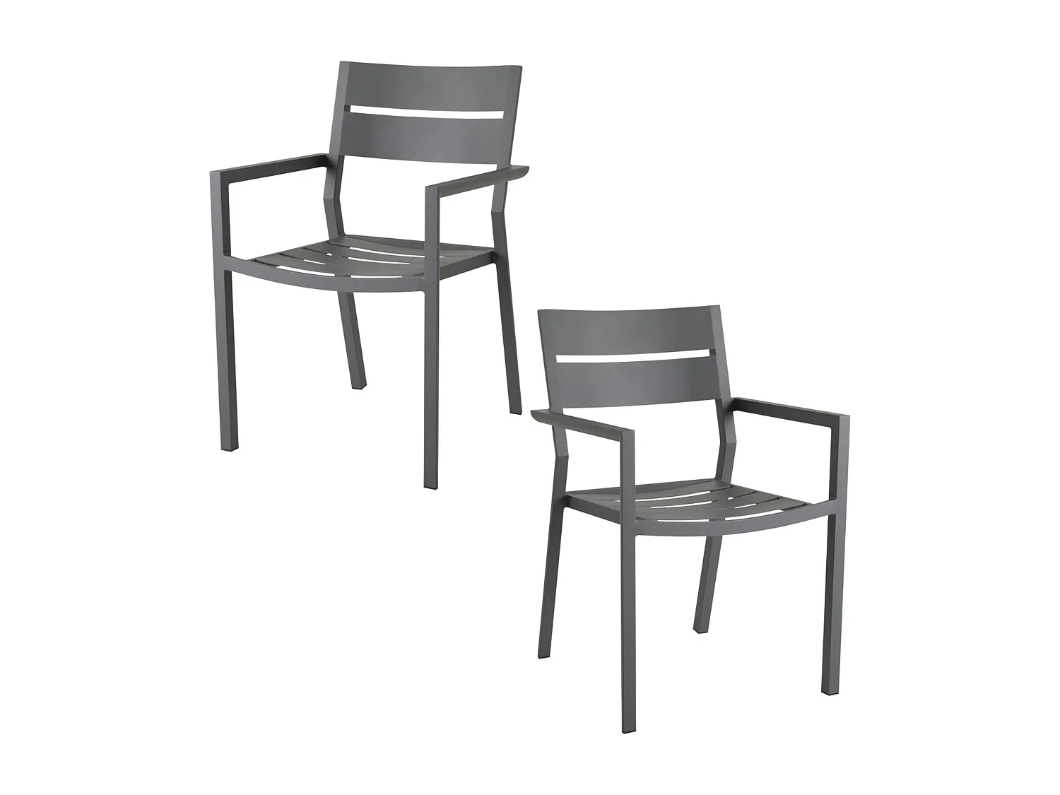 Chaise de jardin avec accoudoirs en aluminium gris ardoise (lot de 2) STOCKHOLM