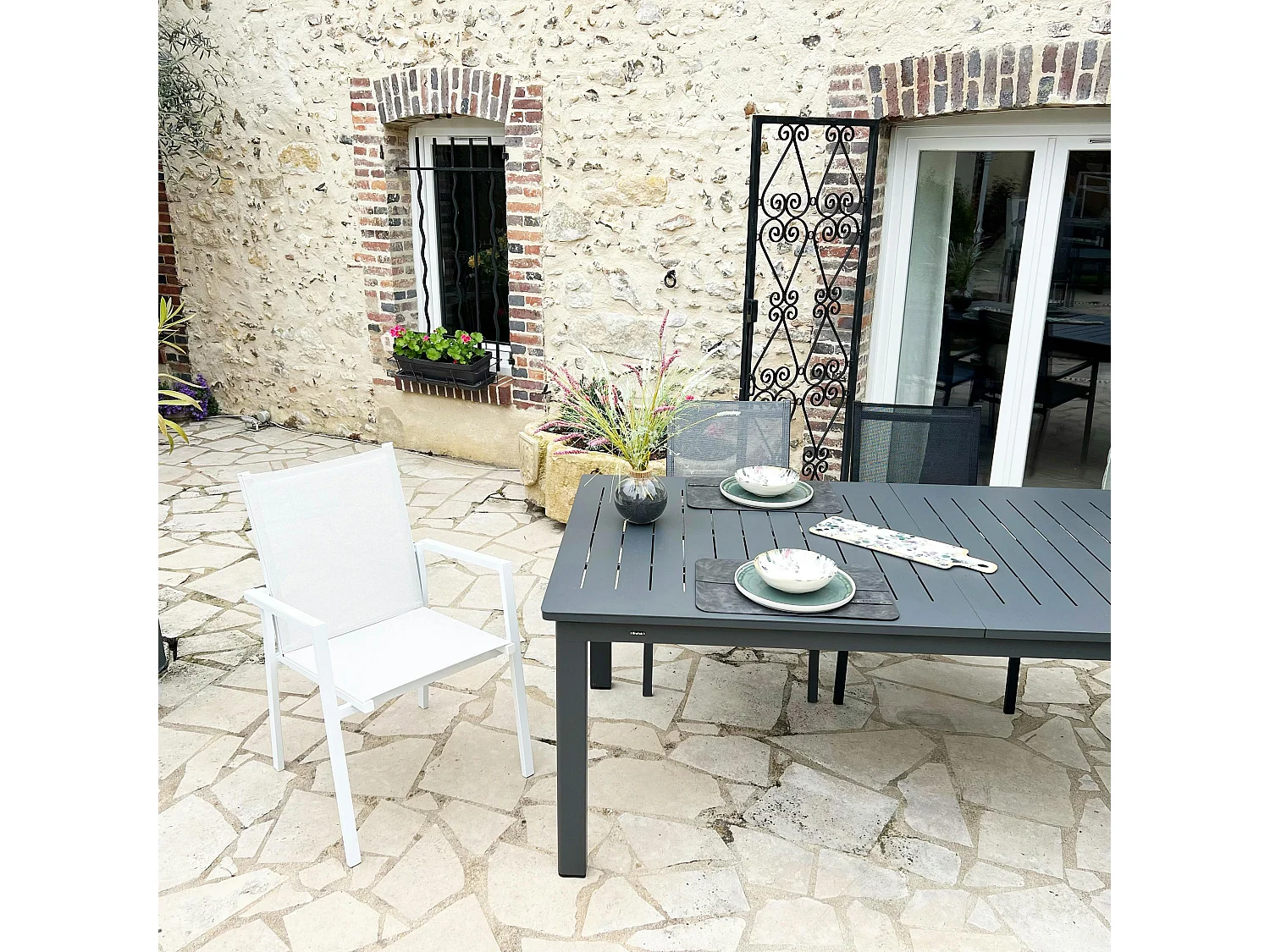 Fauteuil de jardin blanc en aluminium (lot de 2) OSLO