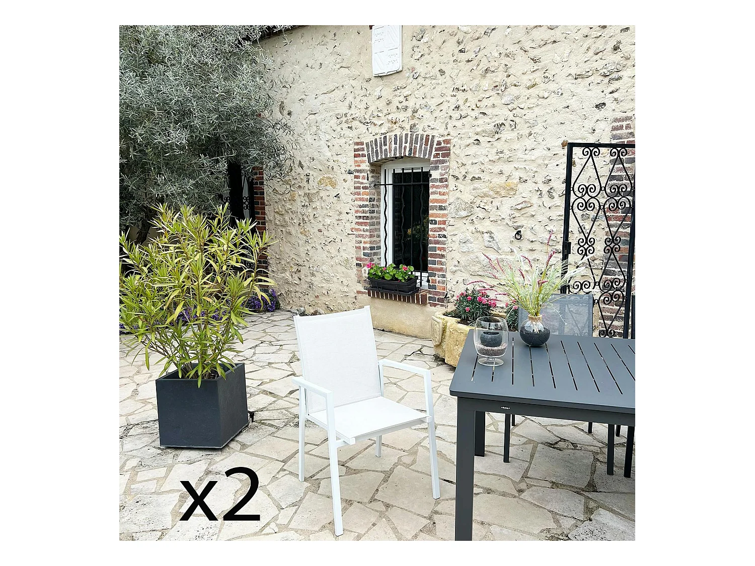 Fauteuil de jardin blanc en aluminium (lot de 2) OSLO