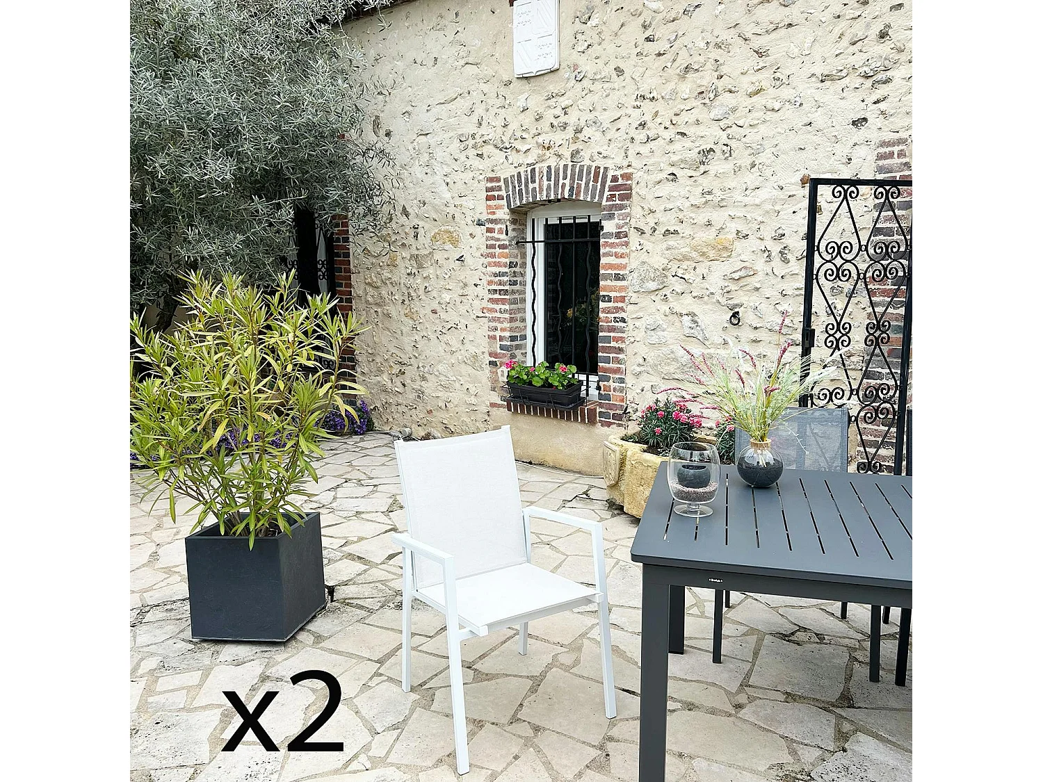 Fauteuil de jardin blanc en aluminium (lot de 2) OSLO