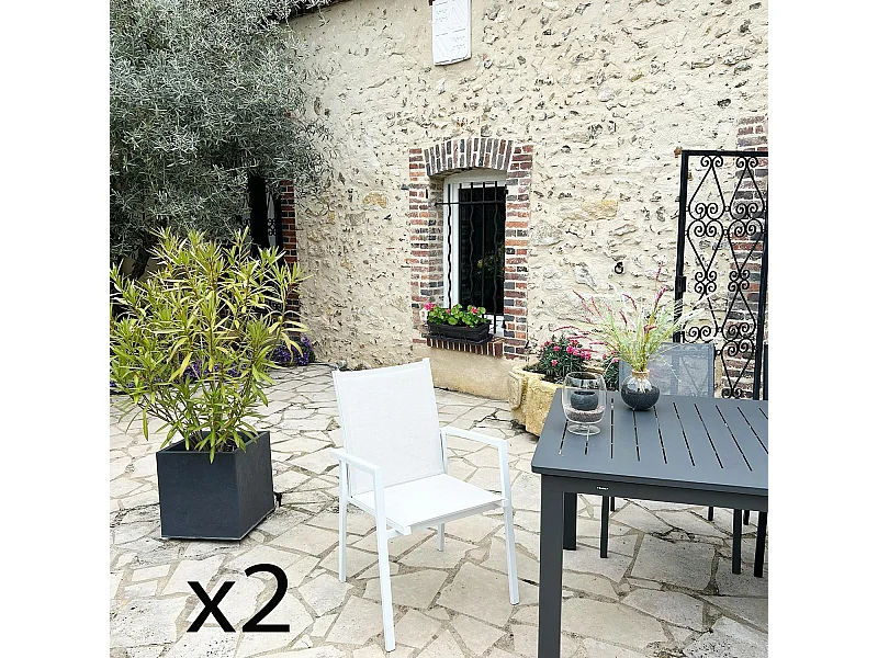 Fauteuil de jardin blanc en aluminium (lot de 2) OSLO