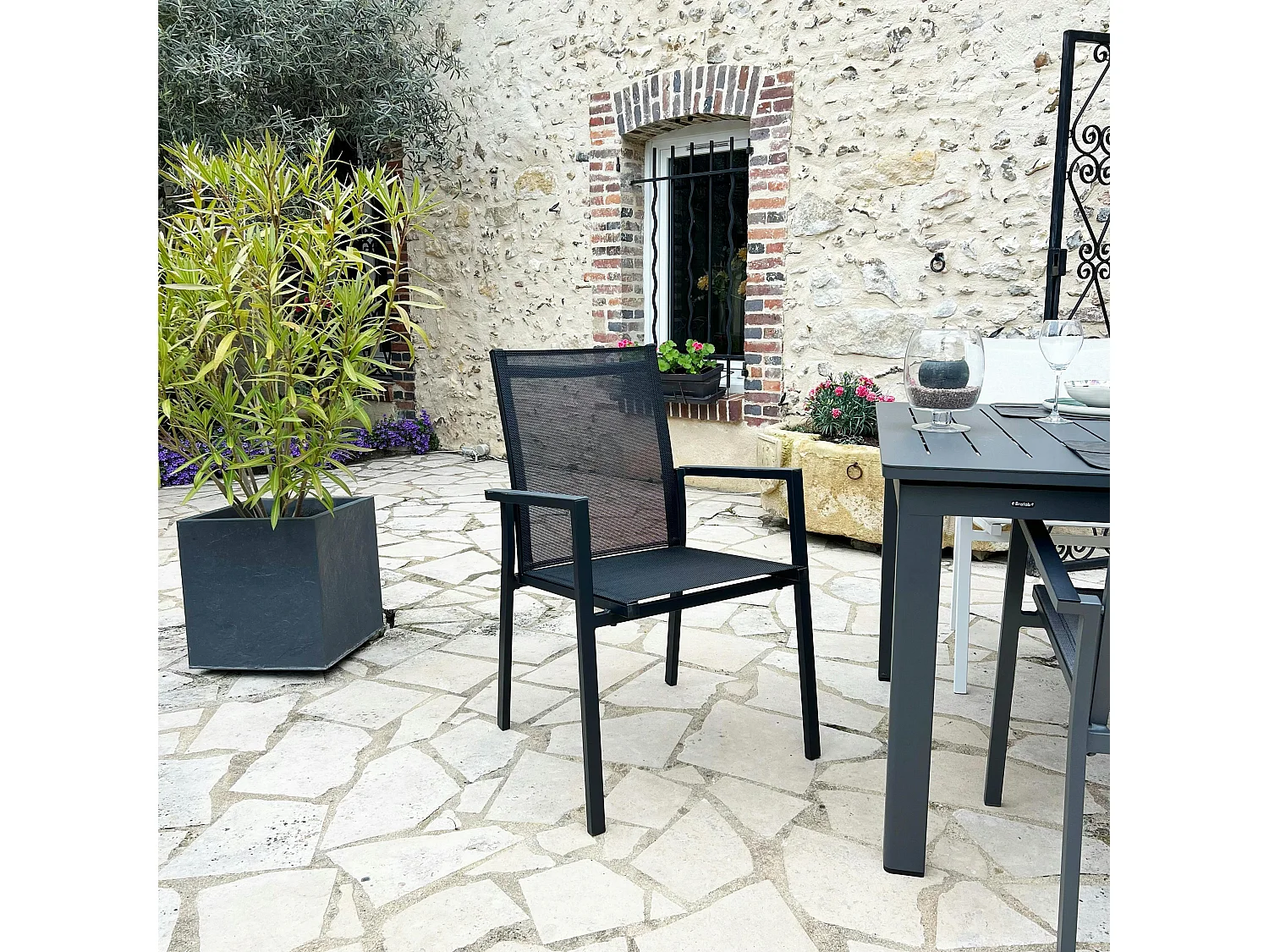 Fauteuil de jardin noir en aluminium (lot de 2) OSLO