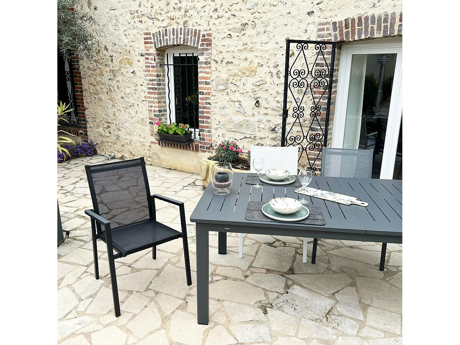 Fauteuil de jardin noir en aluminium (lot de 2) OSLO