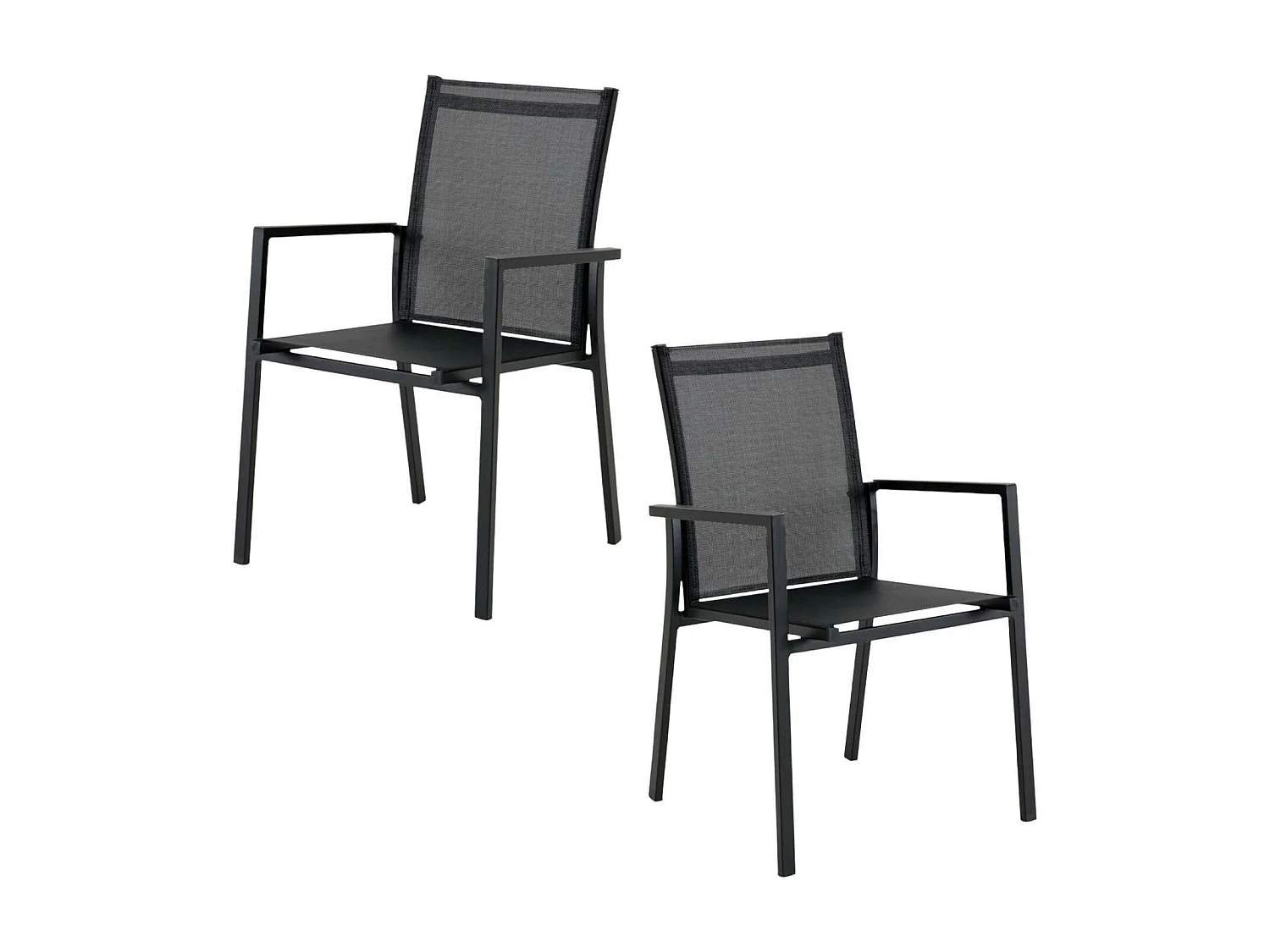Fauteuil de jardin noir en aluminium (lot de 2) OSLO