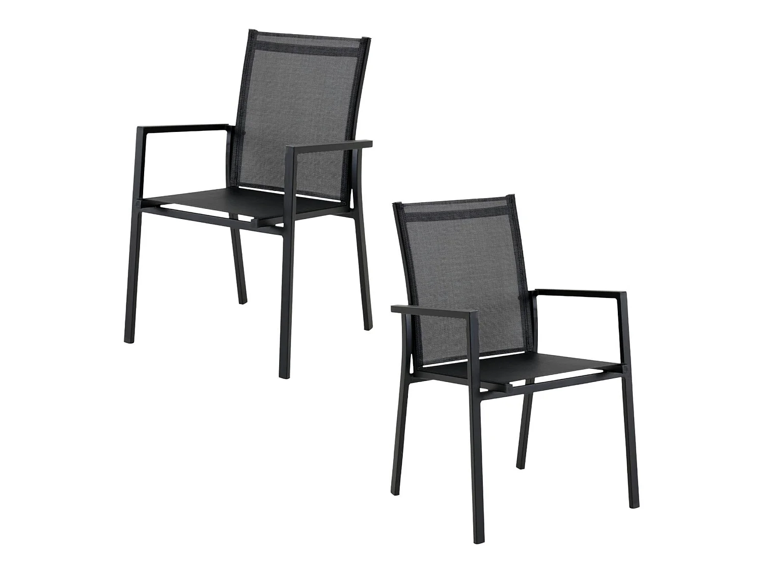 Fauteuil de jardin noir en aluminium (lot de 2) OSLO